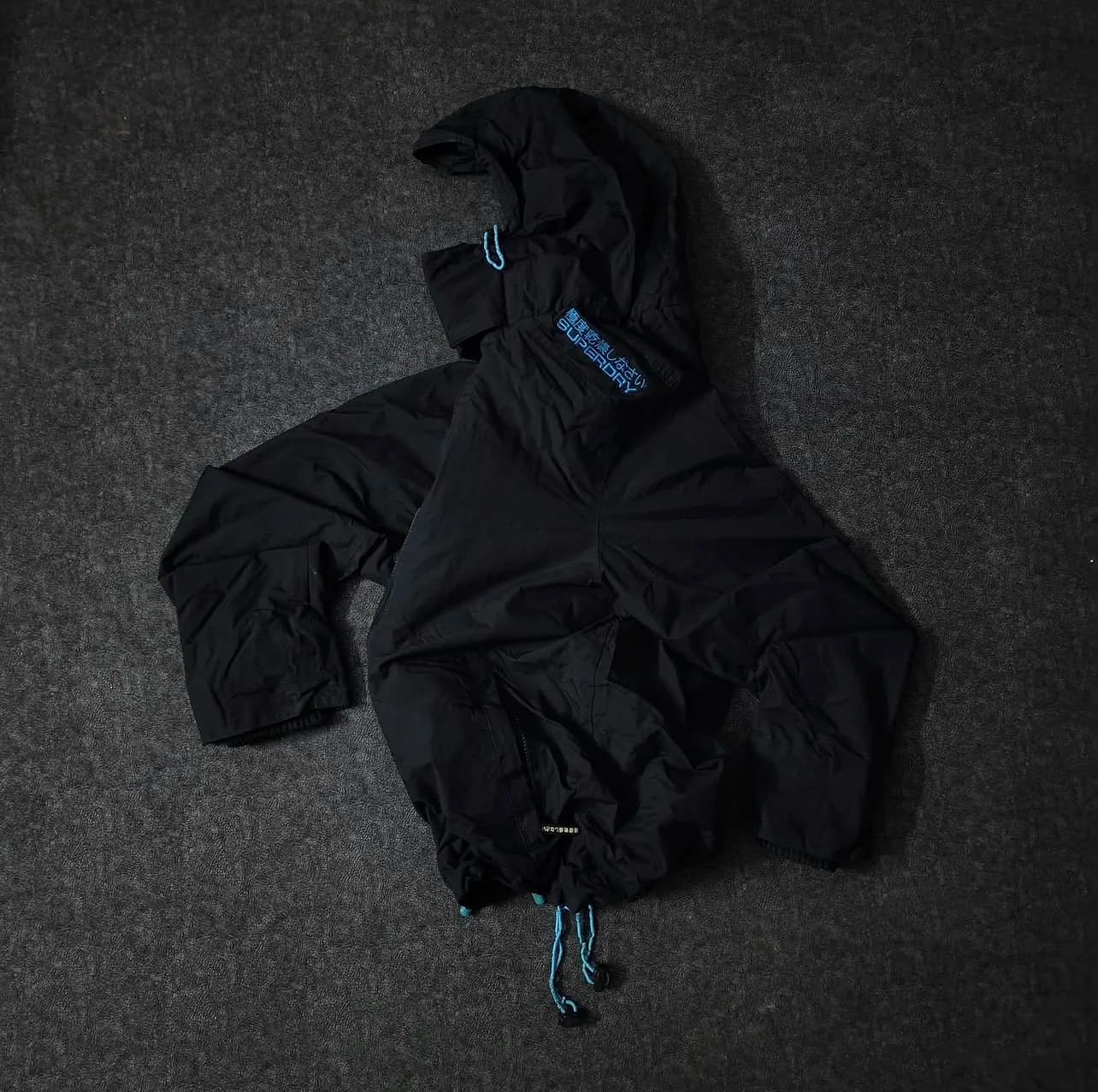 Superdry Professional Multi Chain Waterproof Windbreaker Jacket Black | M