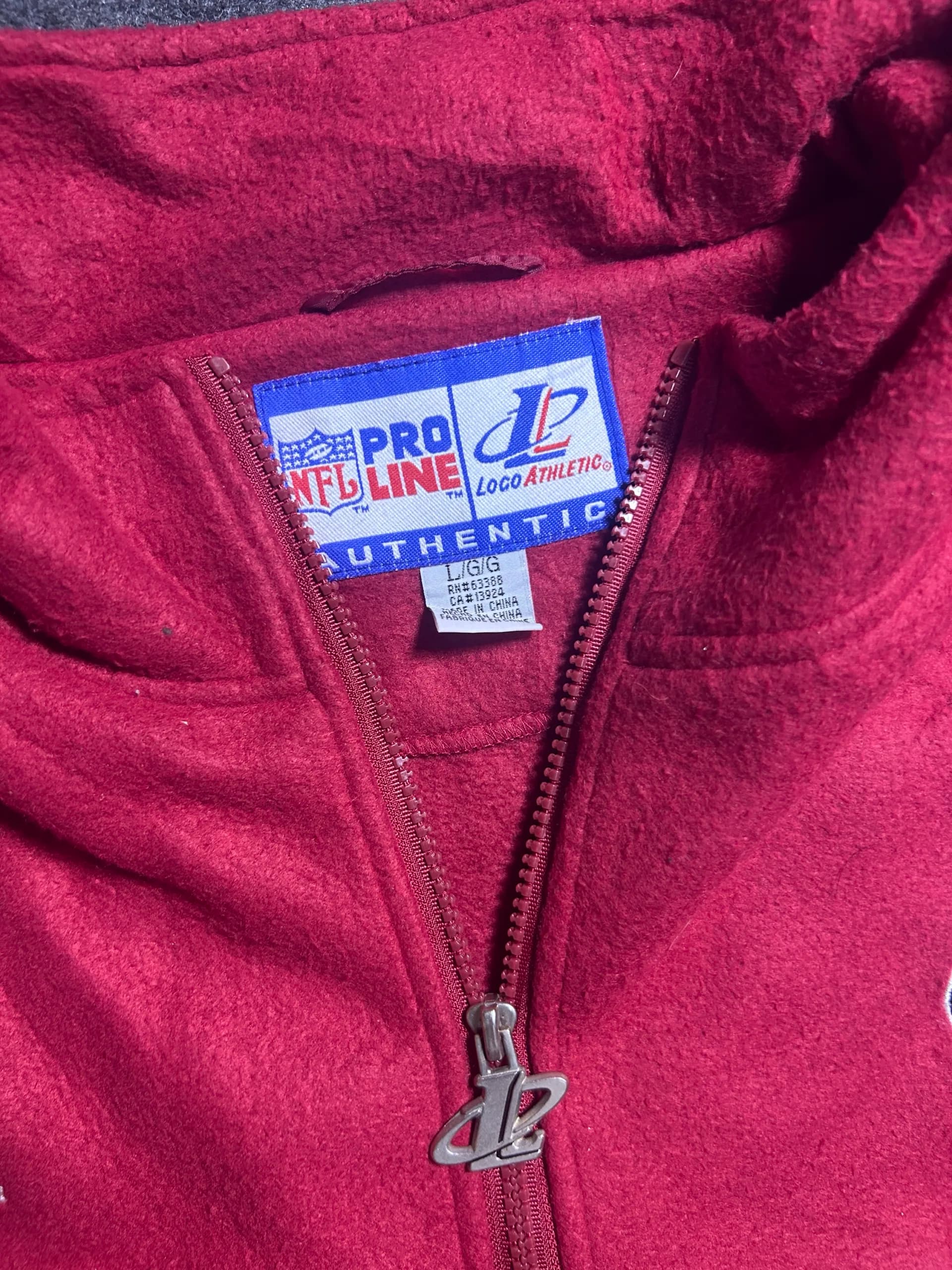 Branded thrift fleece jacket India close-up