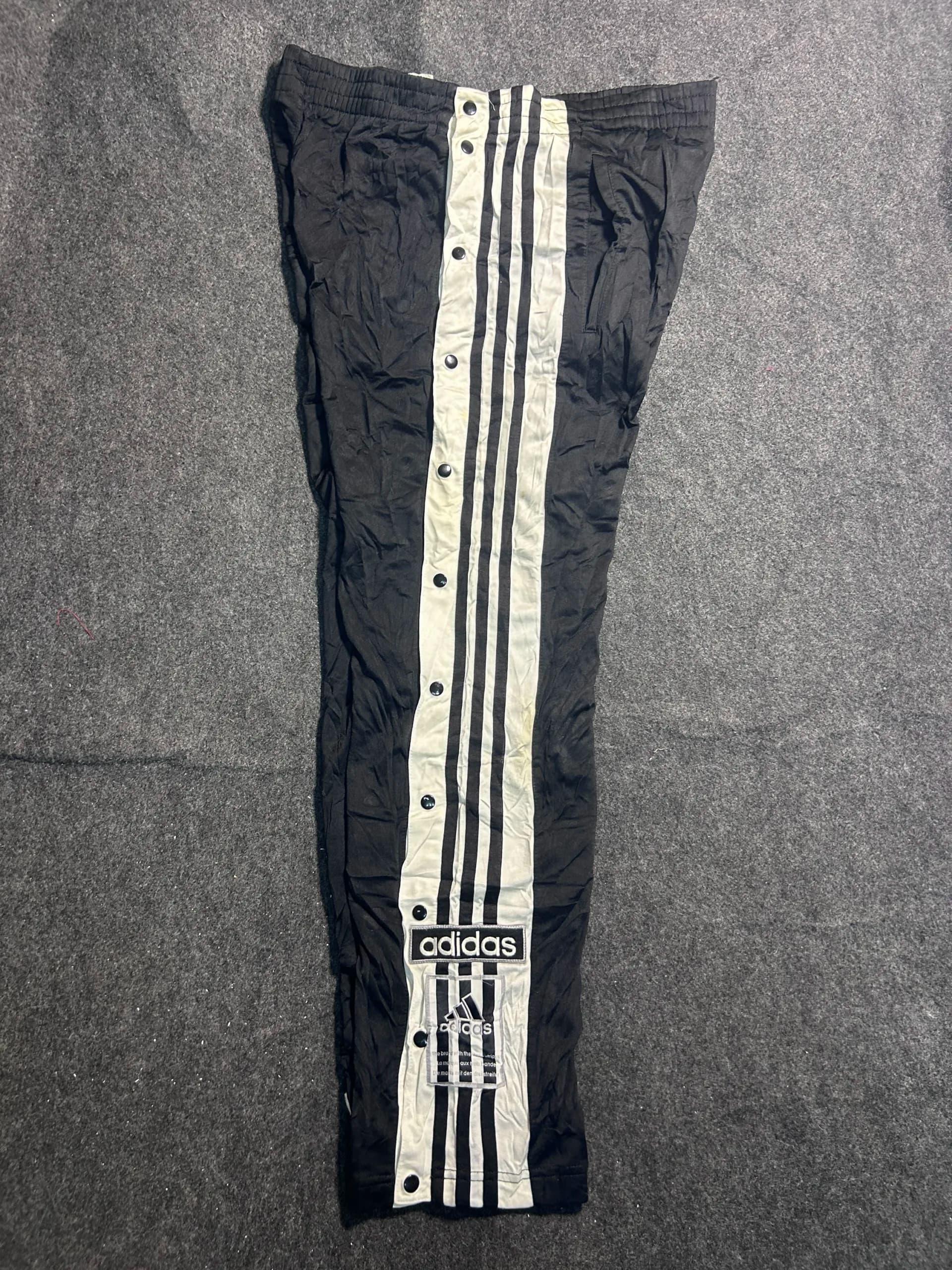 Adidas Vintage 3-Stripes Snap Track Pants Black & White | Waist 32–34
