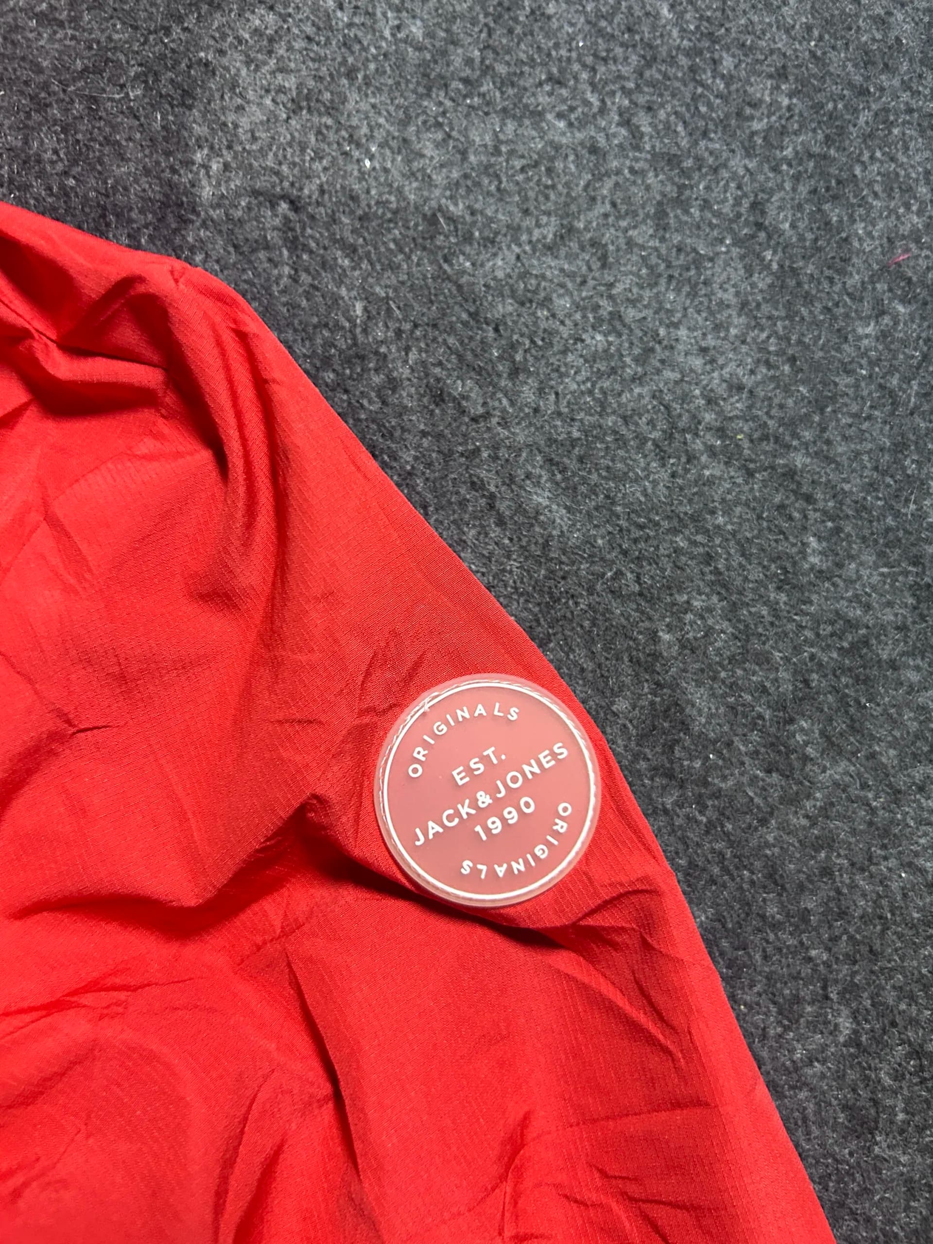Branded thrift windbreaker jacket India close-up