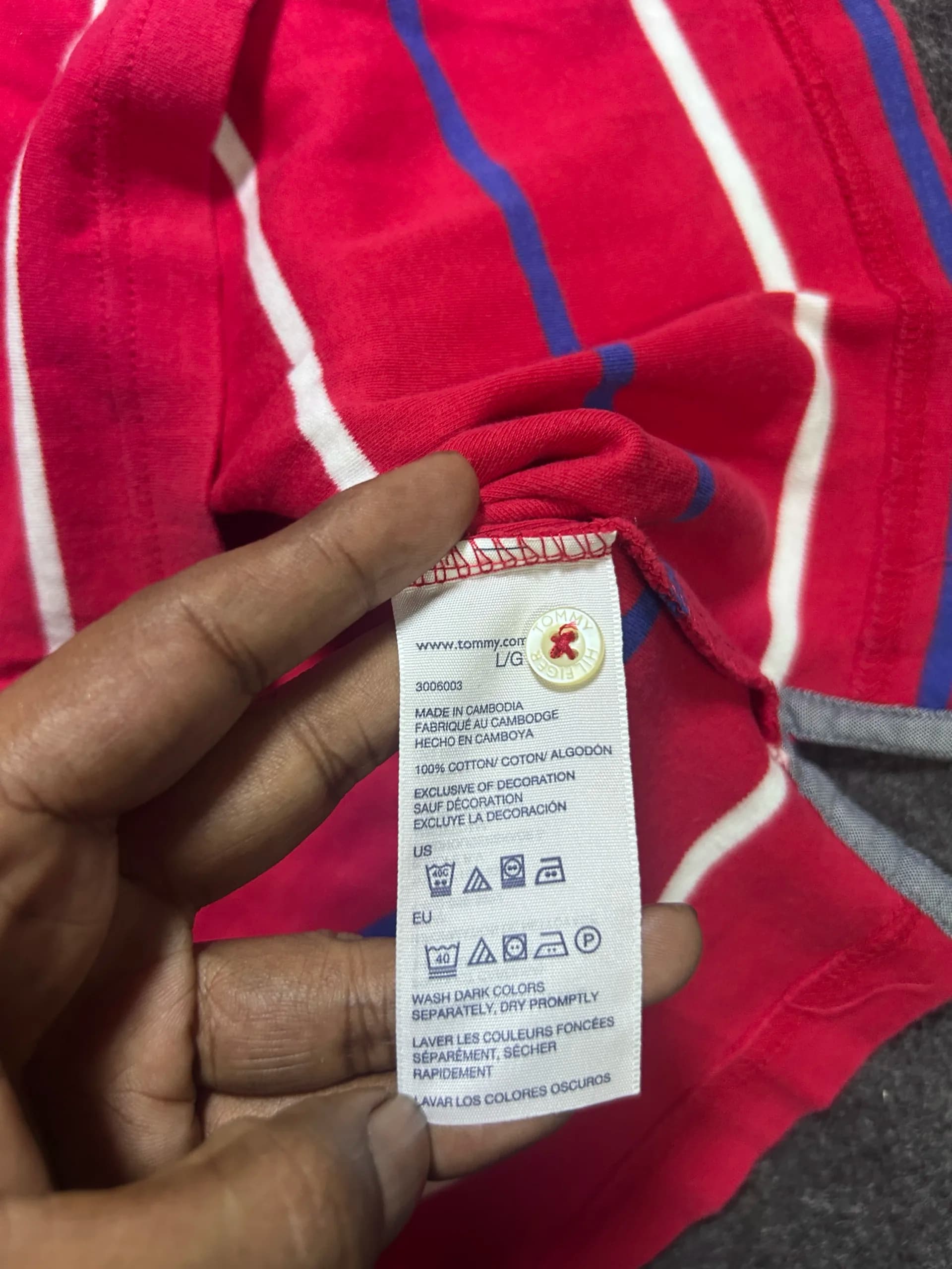 Tommy Hilfiger thrift polo shirt India close-up