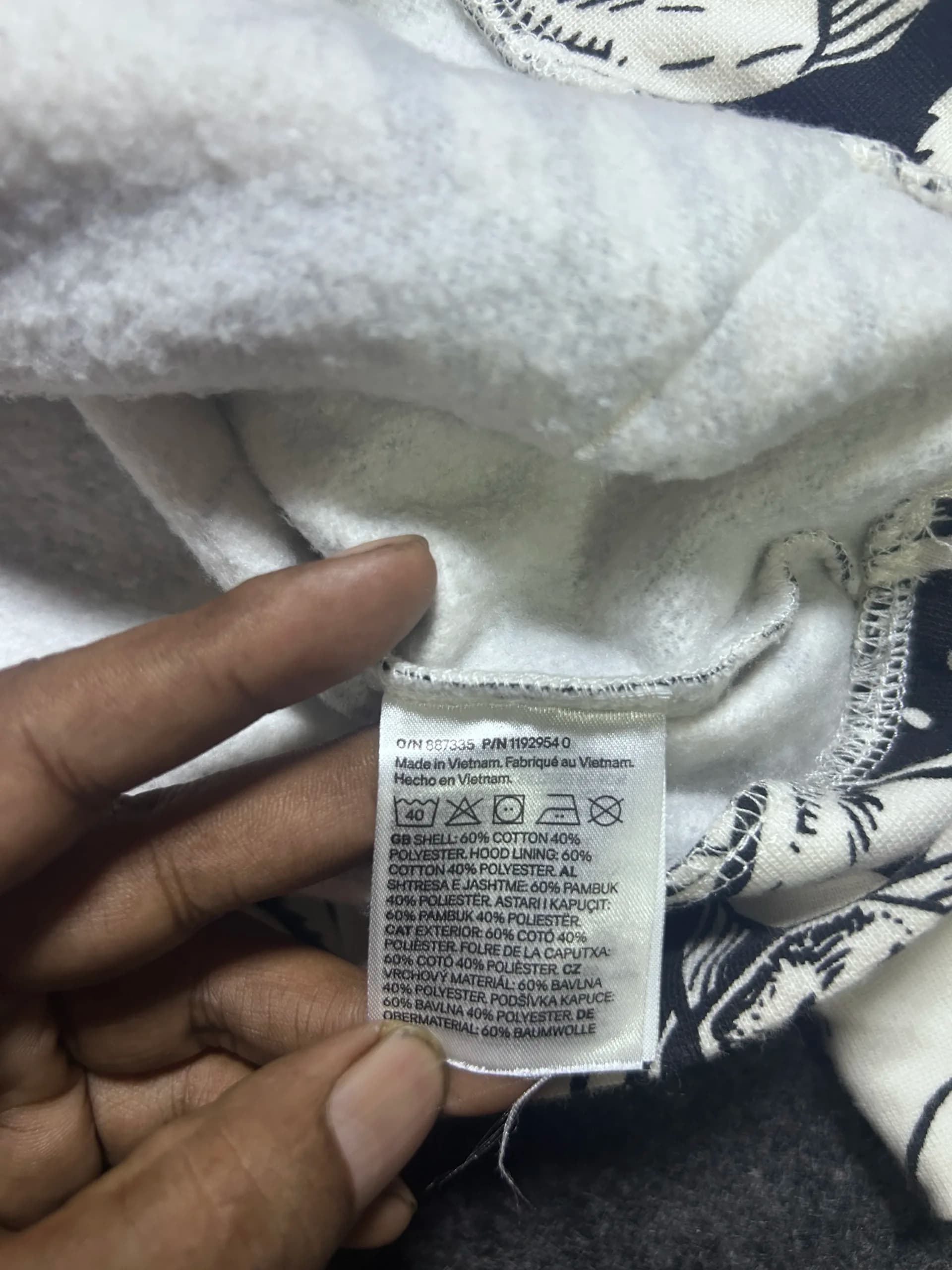 Branded thrift hoodie India close-up