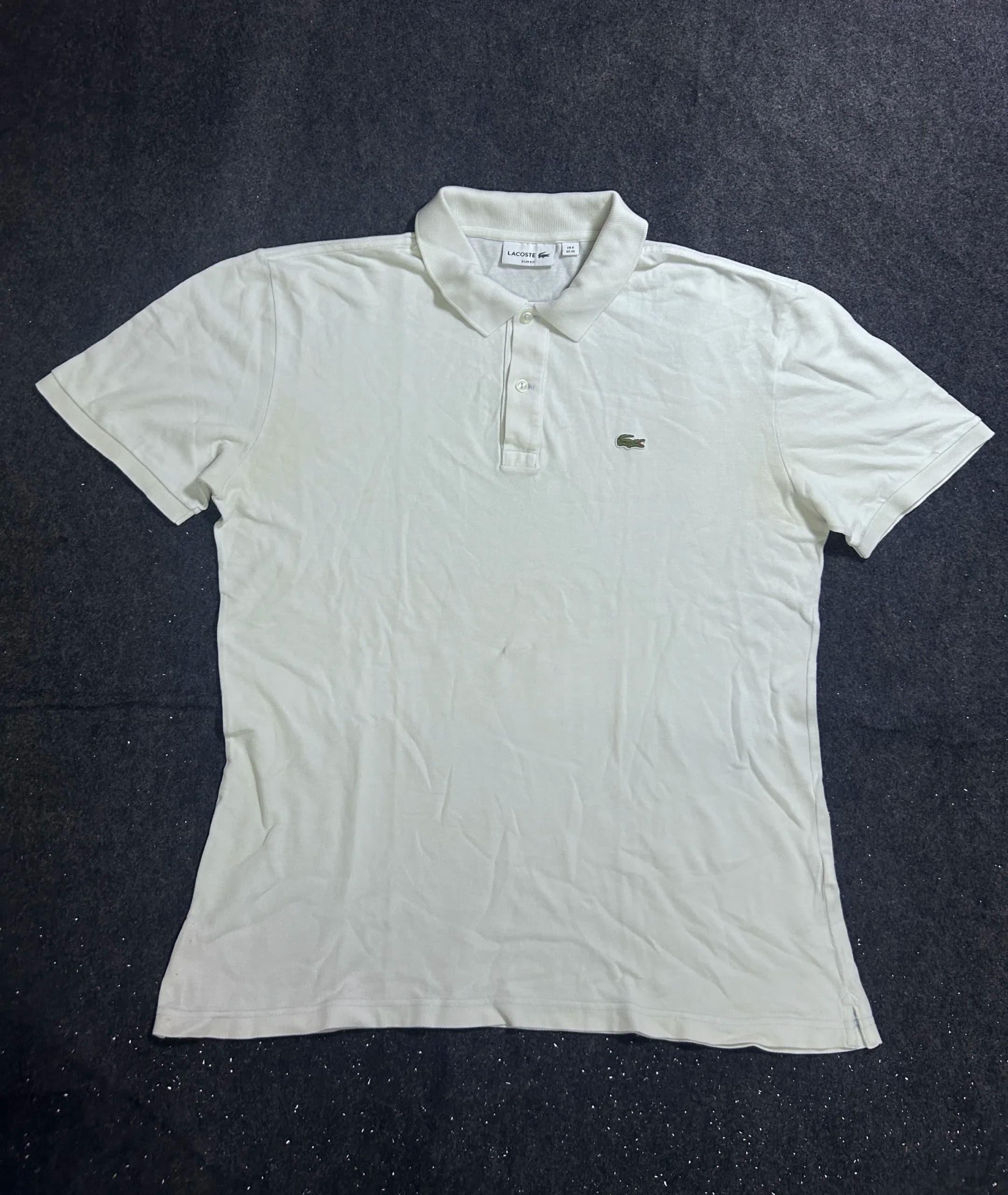 Lacoste White 100% Cotton Slim Fit Polo Shirt – Men’s FR 6 / US XL
