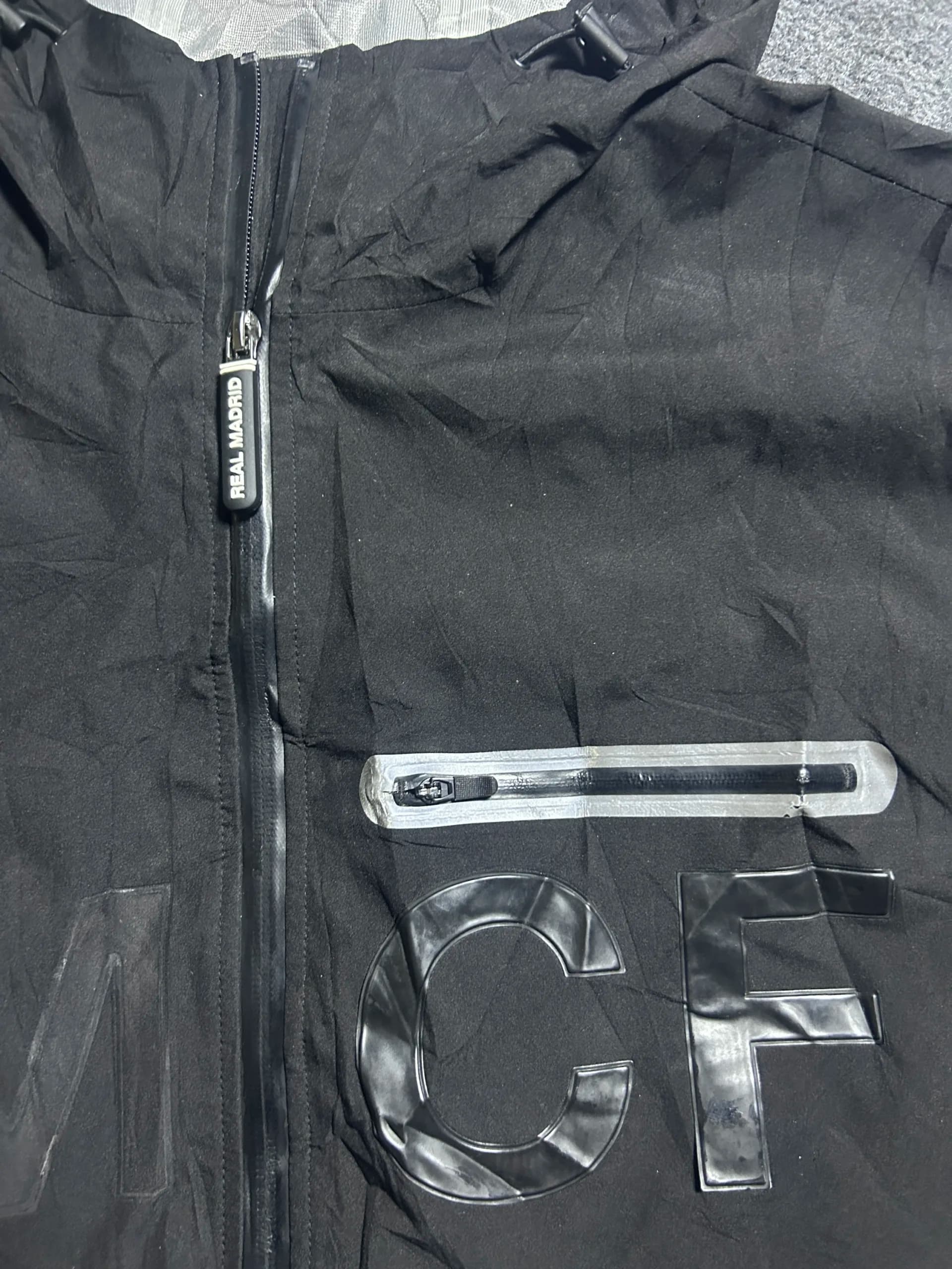 Branded thrift windbreaker jacket India detail view