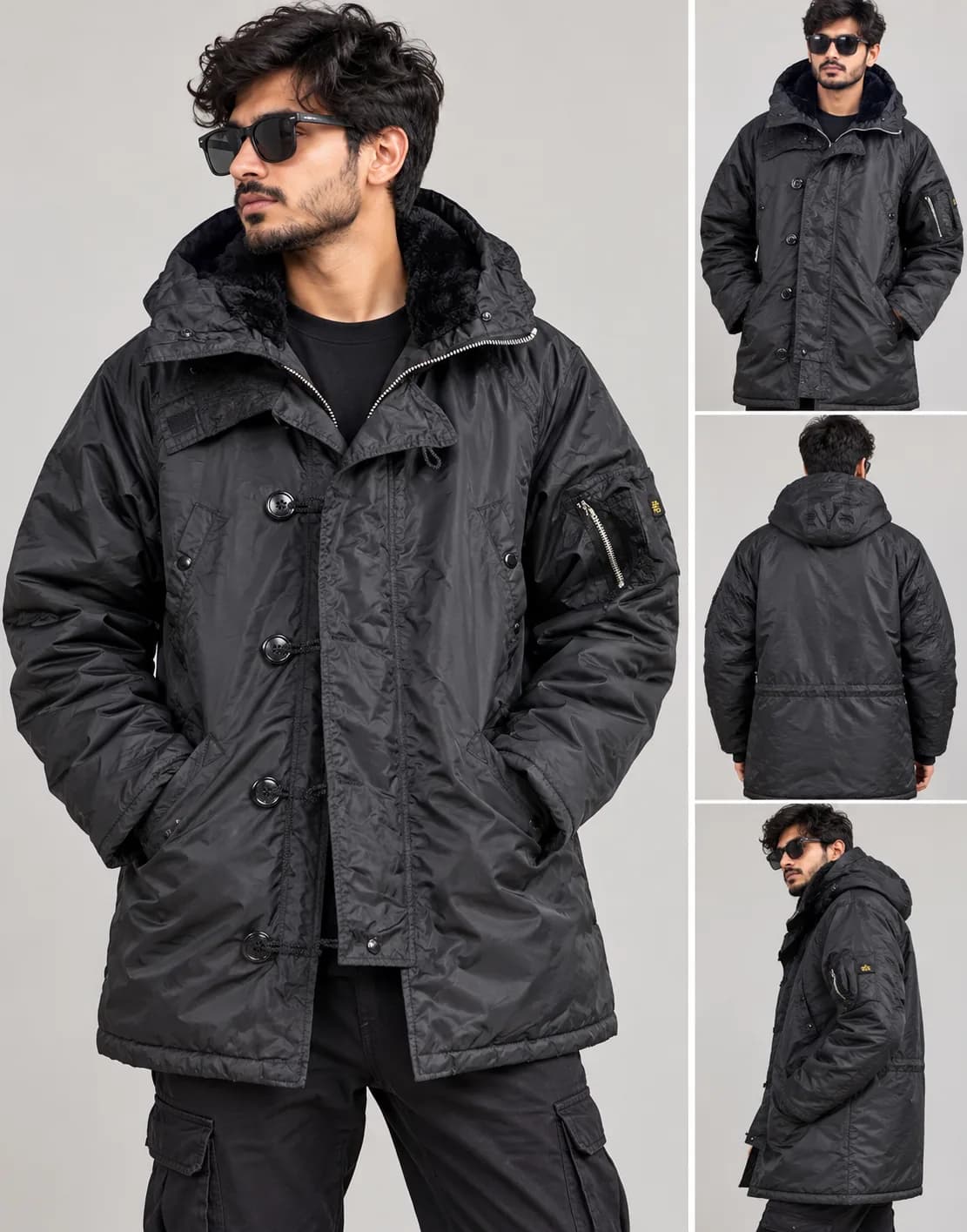 Alpha Industries N-3B Black Extreme Cold Weather Parka Jacket – XXL