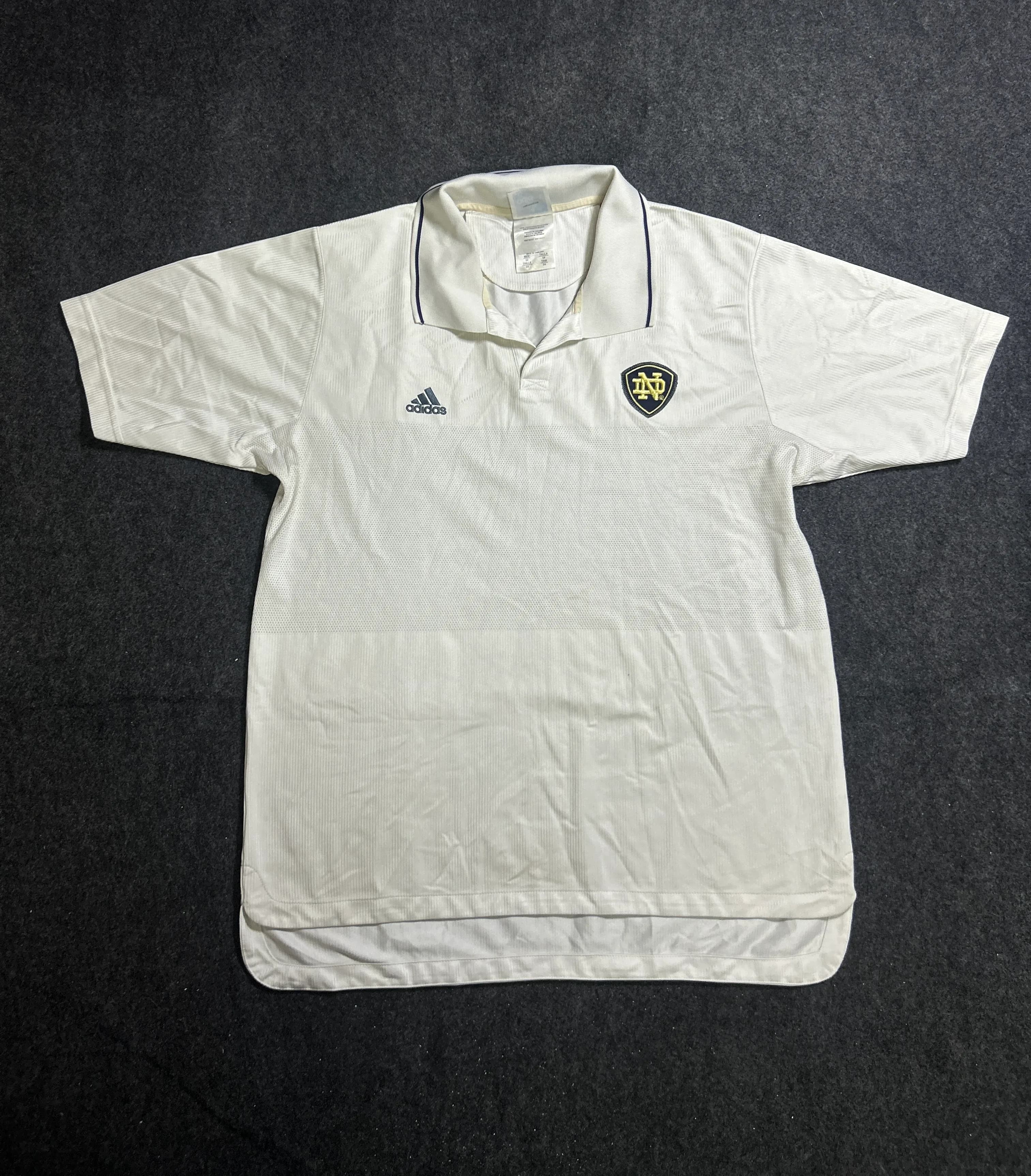 Adidas Notre Dame Fighting Irish White Polo Shirt L
