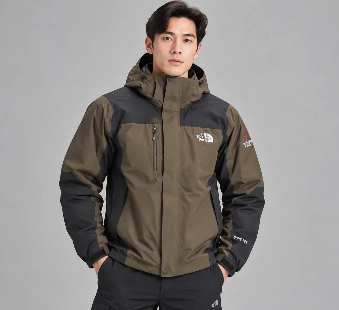 North Face Summit Series GORE-TEX Waterproof Windbreaker Jacket Brown/Black –M