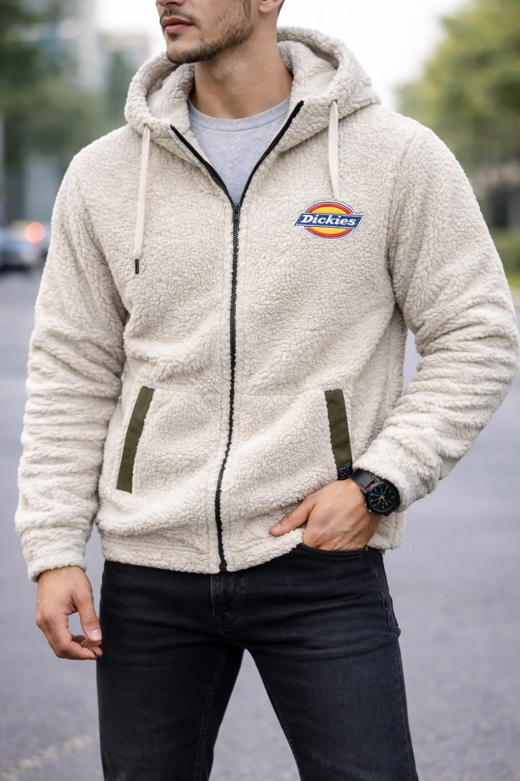 Dickies Authentic Workwear Fleece Jacket L Off White