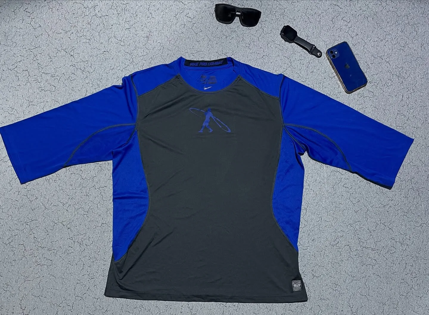 Nike Pro Combat Compression Tshirt Blue Size Xxl