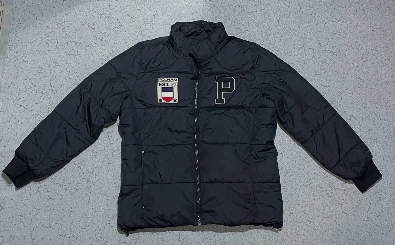 Polham Puffer Winter Jacket Black Size L