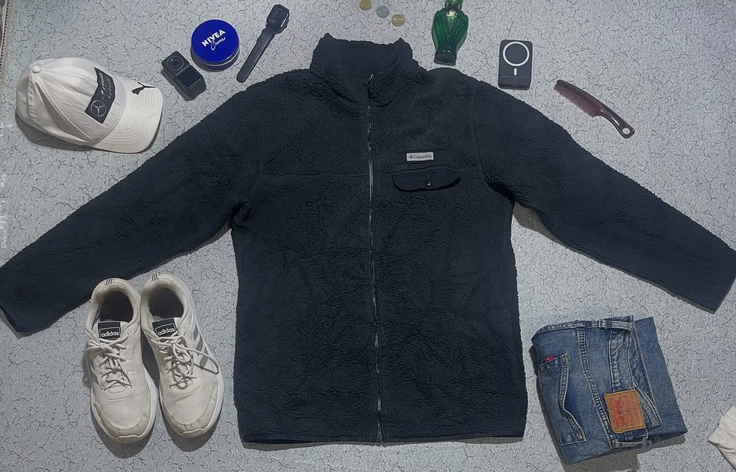 COLUMBIA FLEECE WINTER JACKET SIZE L DARK BLUE