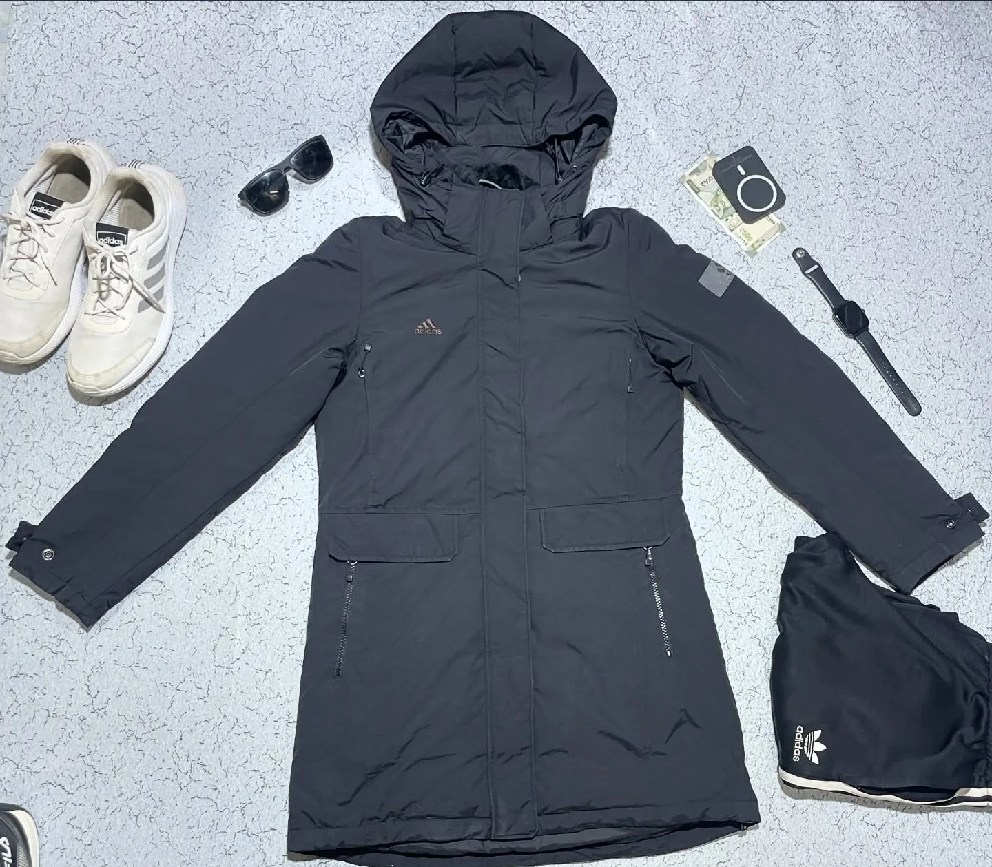 Adidas hooded Parka jacket Size M