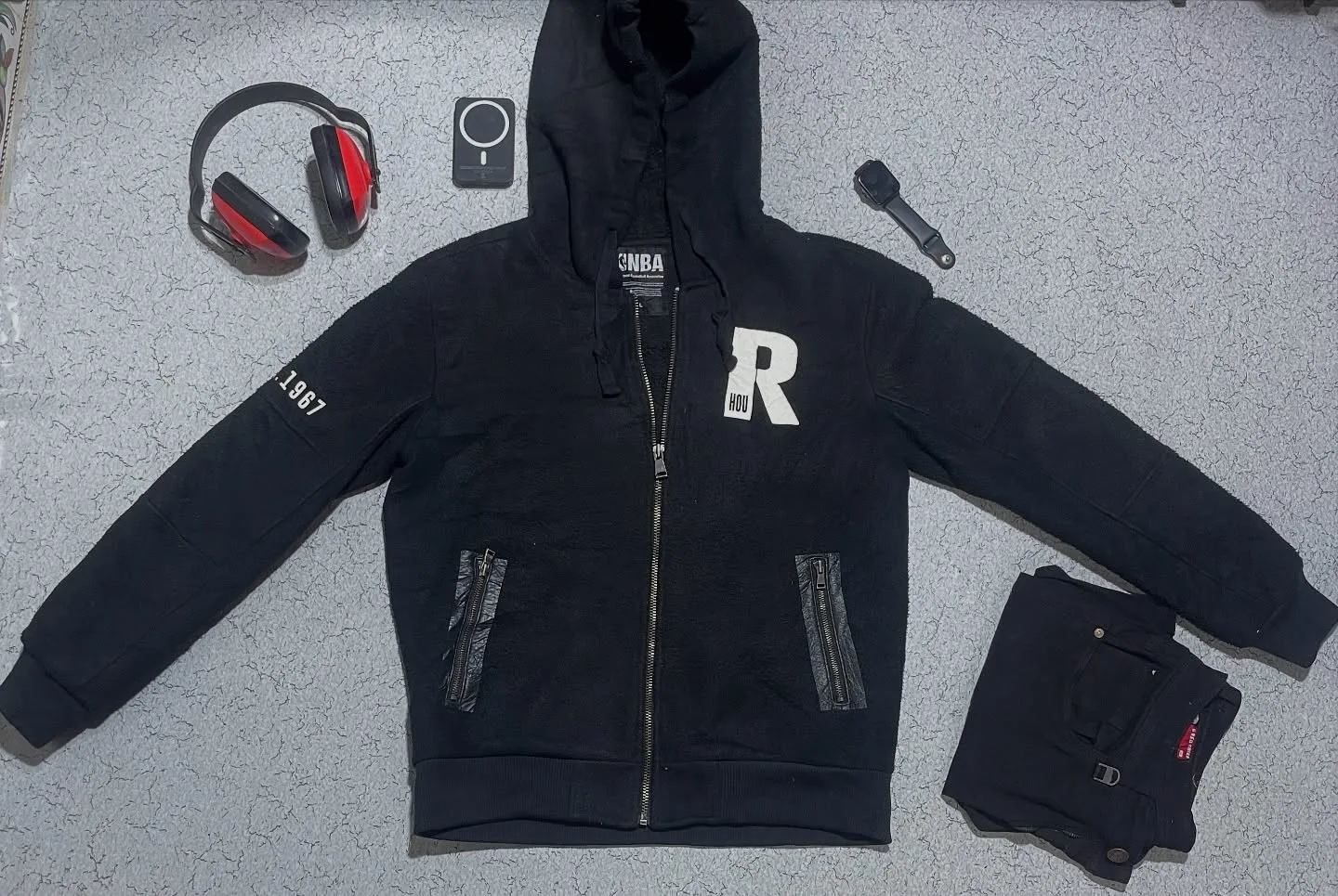 NBA Houston Rockets Sherpa Zip Hoodie Black – L