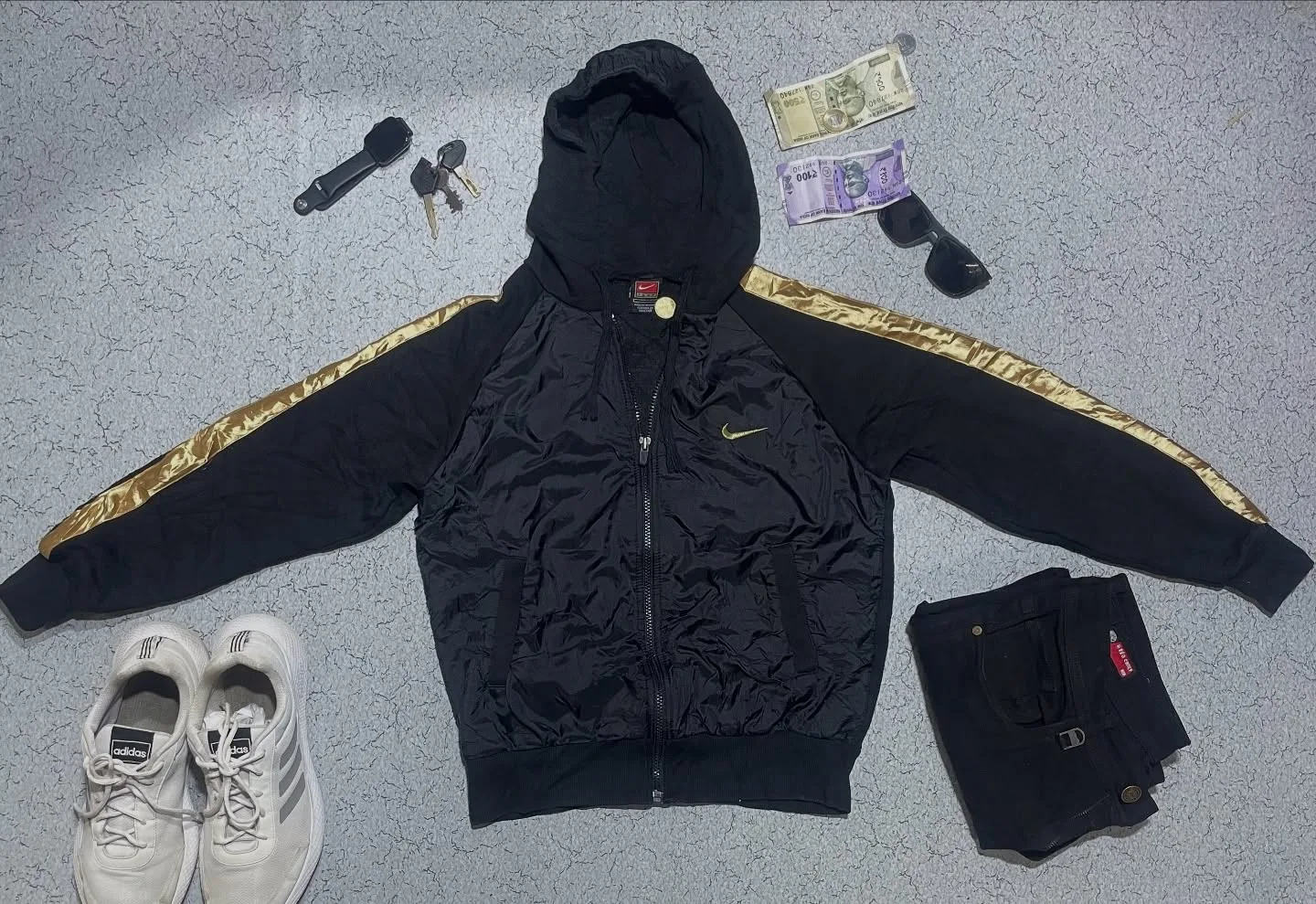 Nike Hooded Acket For Women Size S Black Golden
