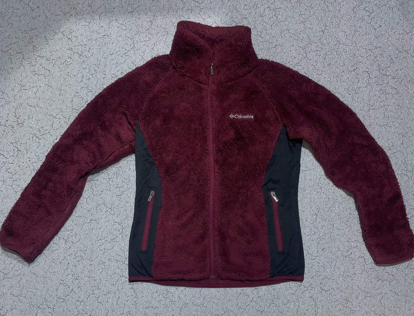 Columbia High Neck Fleece Jacket Size M Burgundy