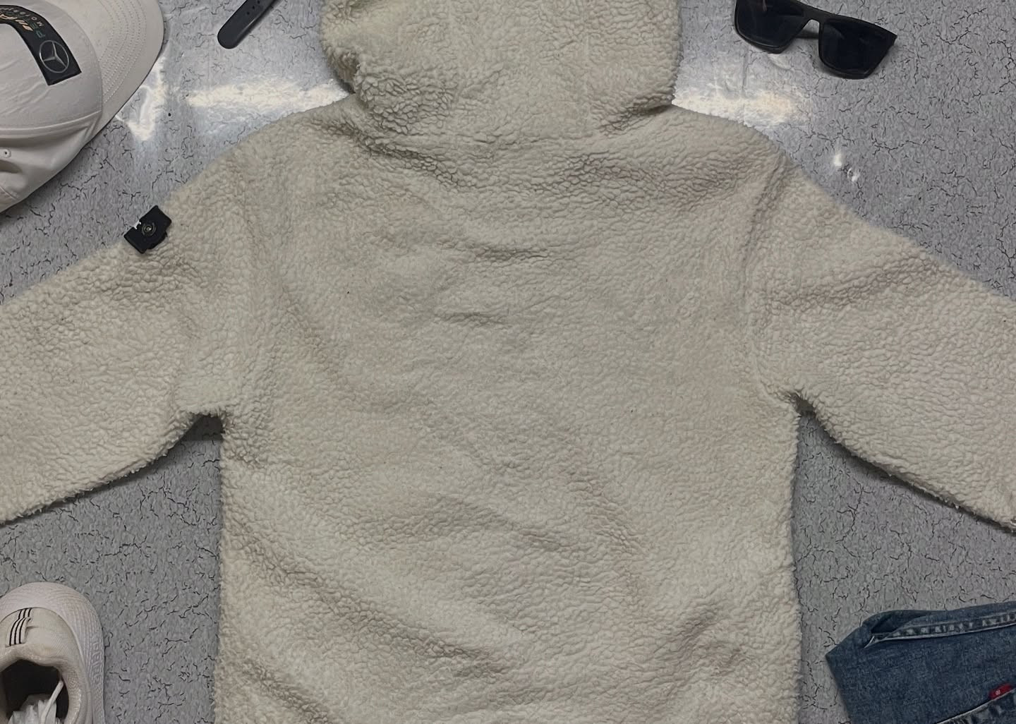 National Geographic Fleece Hoodie Jacket Size M White