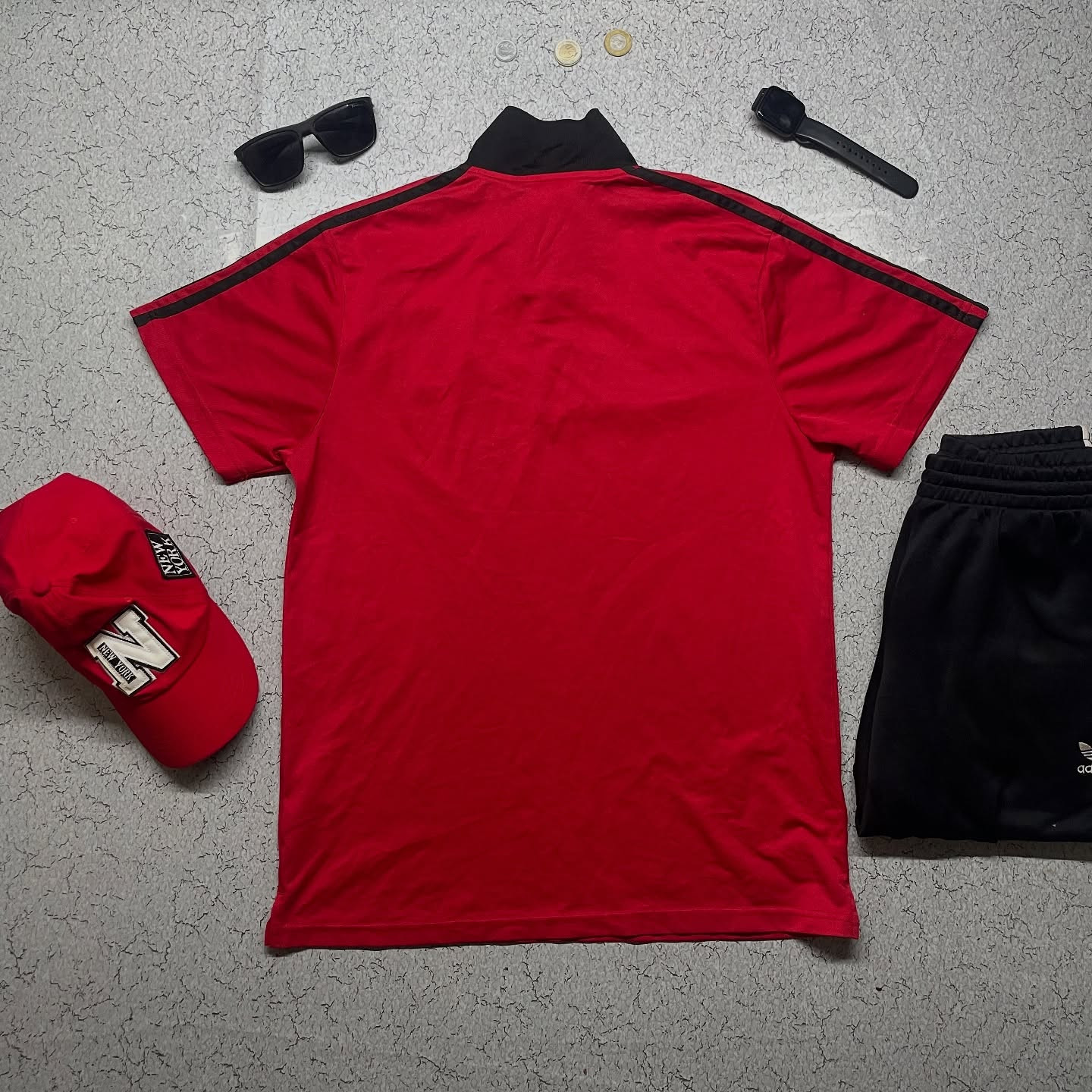 Adidas Manchester United Collar Jersey Size L Red