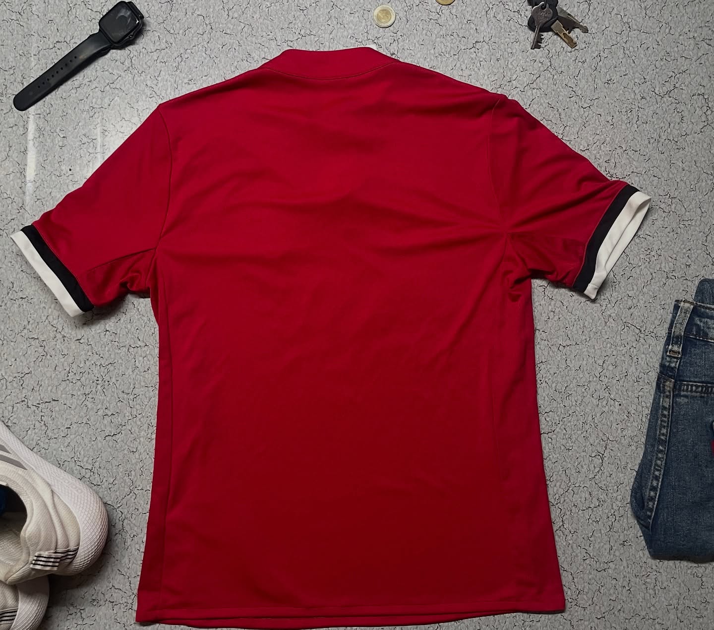 Adidas Manchester United Red Jersey With 3 Stripes Size M