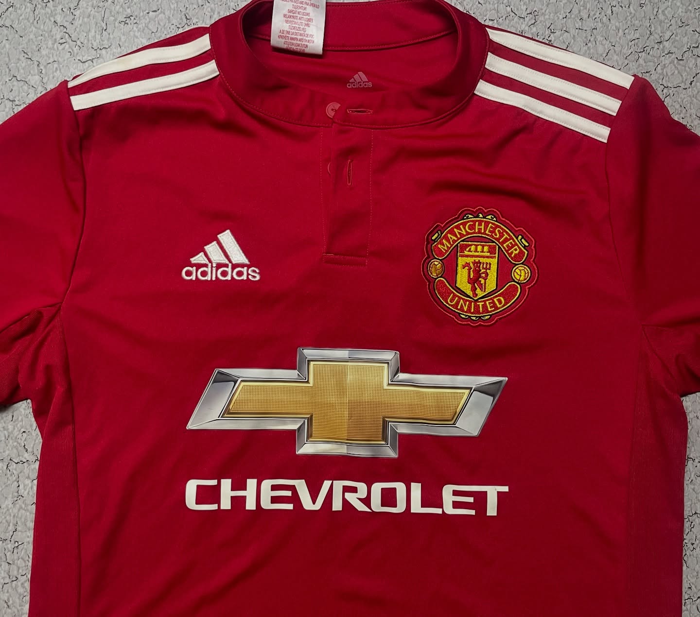 Adidas Manchester United Red Jersey With 3 Stripes Size M