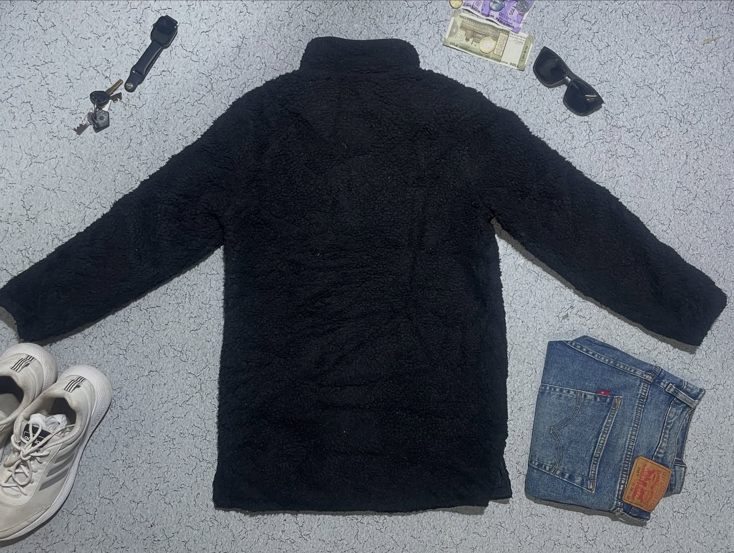 Jeep Fleece Parka Jacket Size M Colour Black