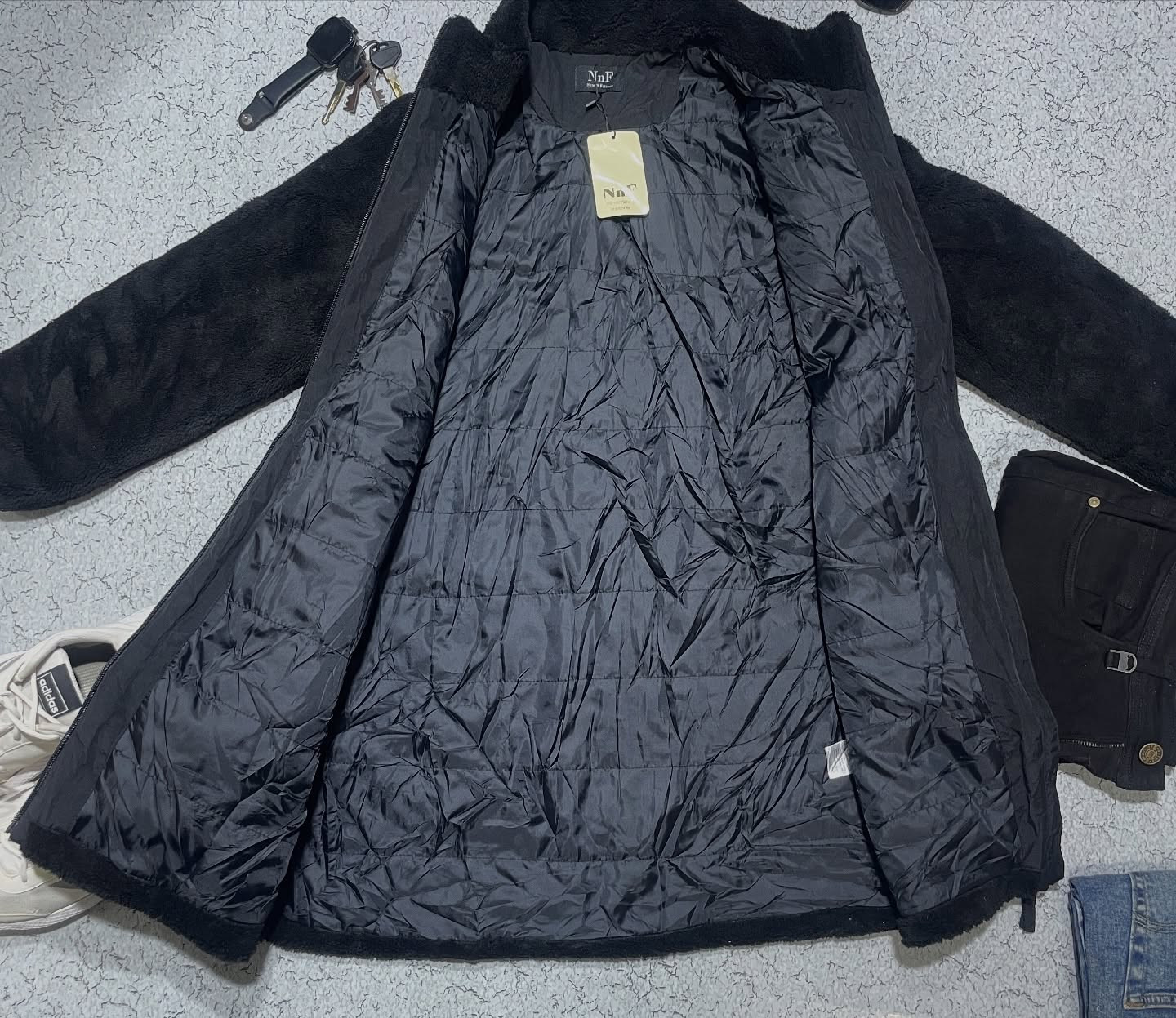 Nfn Parka Jacket Long Coat For Winter Fleece Size L