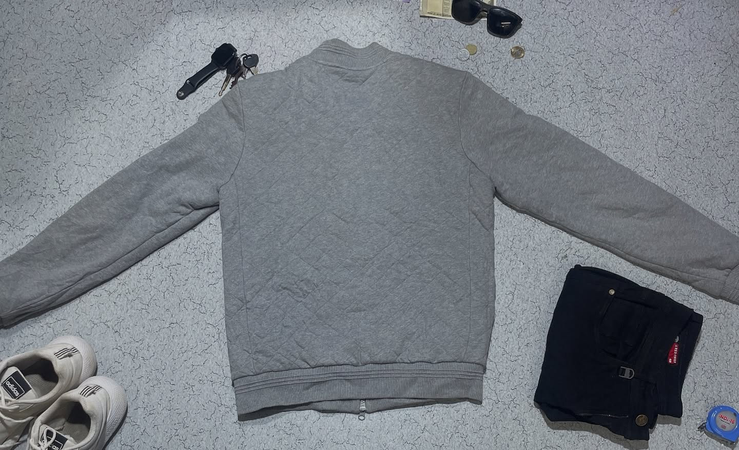 Lacoste Quilted Bomber Jacket Grey Padded-M
