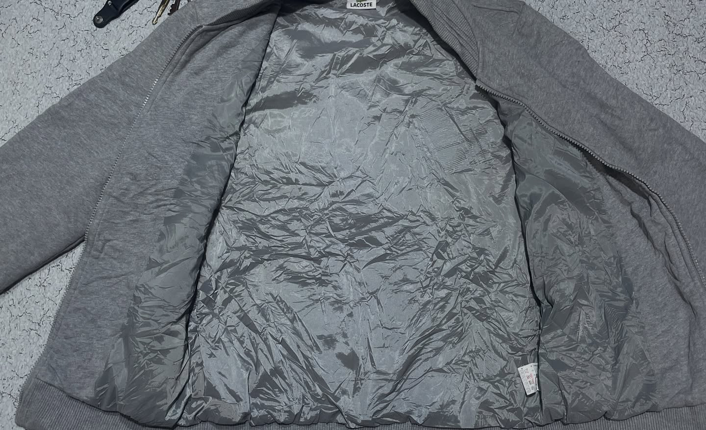 Lacoste Quilted Bomber Jacket Grey Padded-M