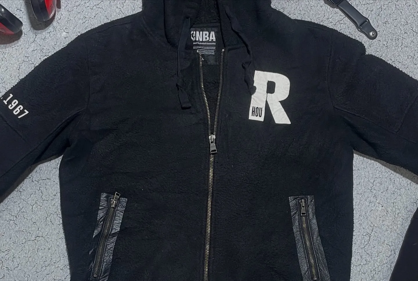 NBA Houston Rockets Sherpa Zip Hoodie Black – L
