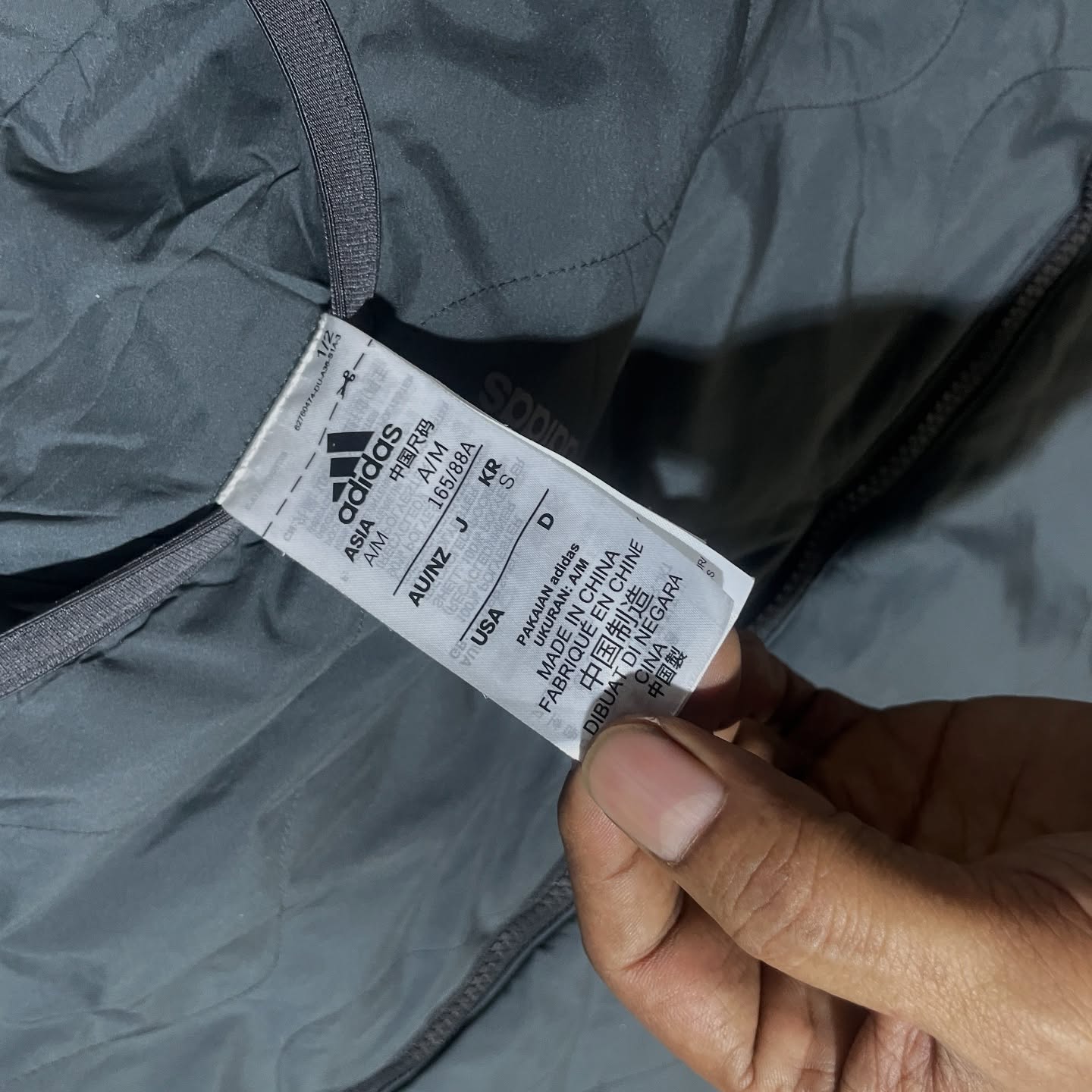 Adidas Reversible Parka Jacket Grey Black M