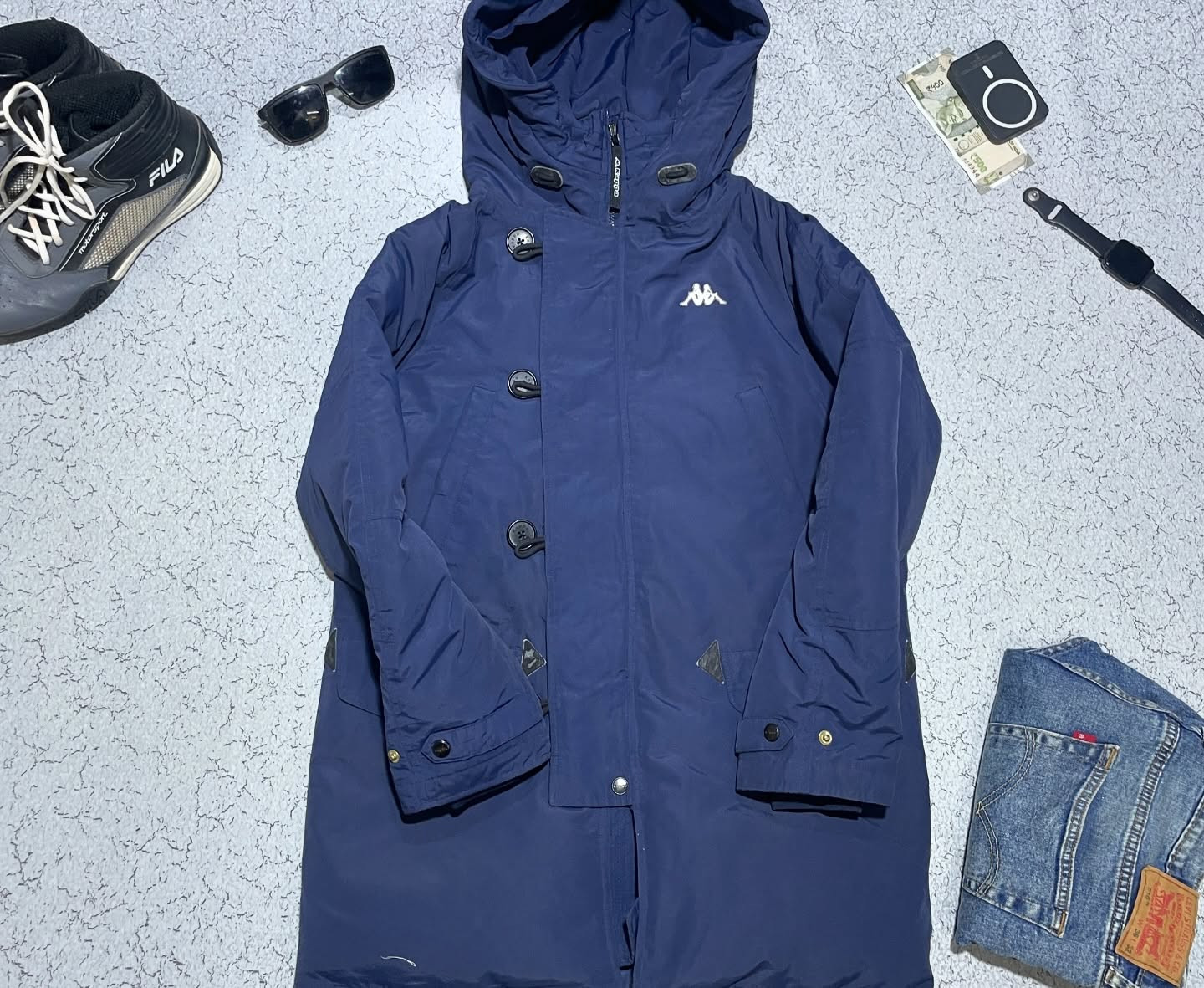 Kappa Parka Jacket Hoodie Dark Blue Size L