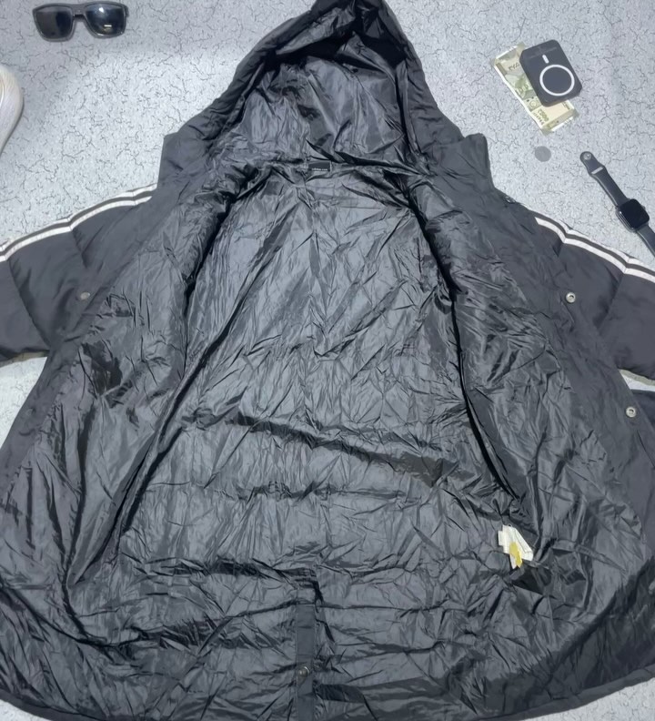 Adidas Men’s Full-Zip Long Hooded Puffer Parka Jacket Black/White M