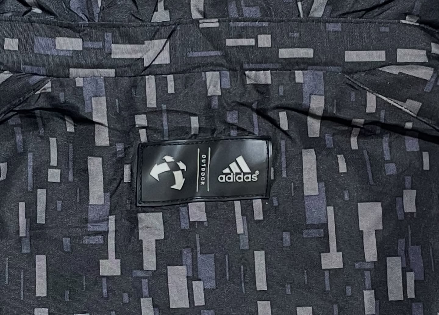Adidas Black Khaki Pattern Heavy Woven Windbreaker Jacket Xl