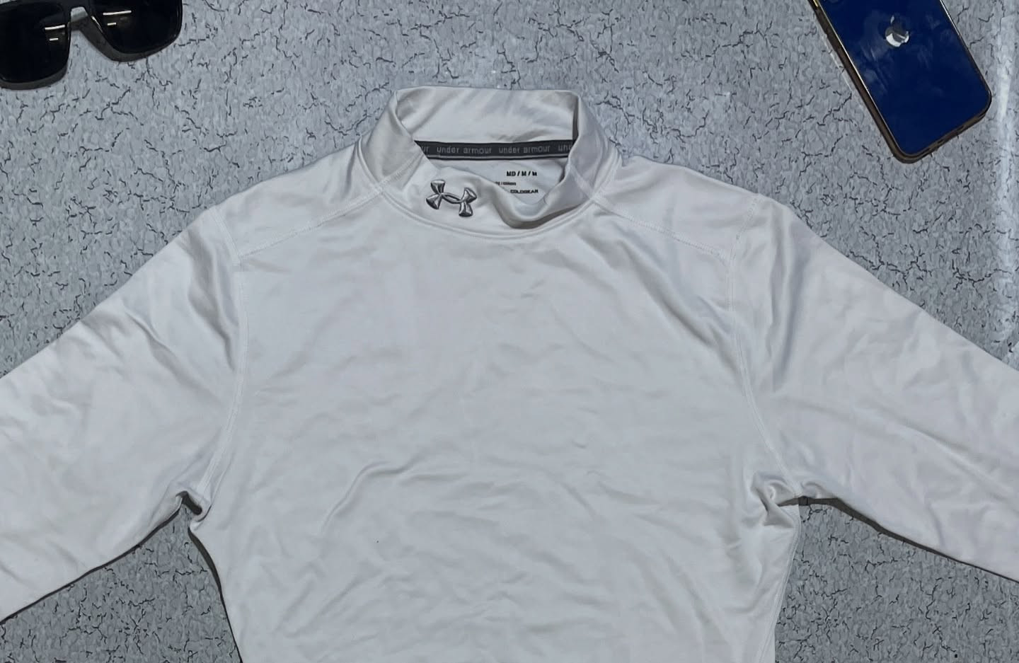 Under Armour Coldgear Mock Compression Full Sleeve Tshirt Size M White