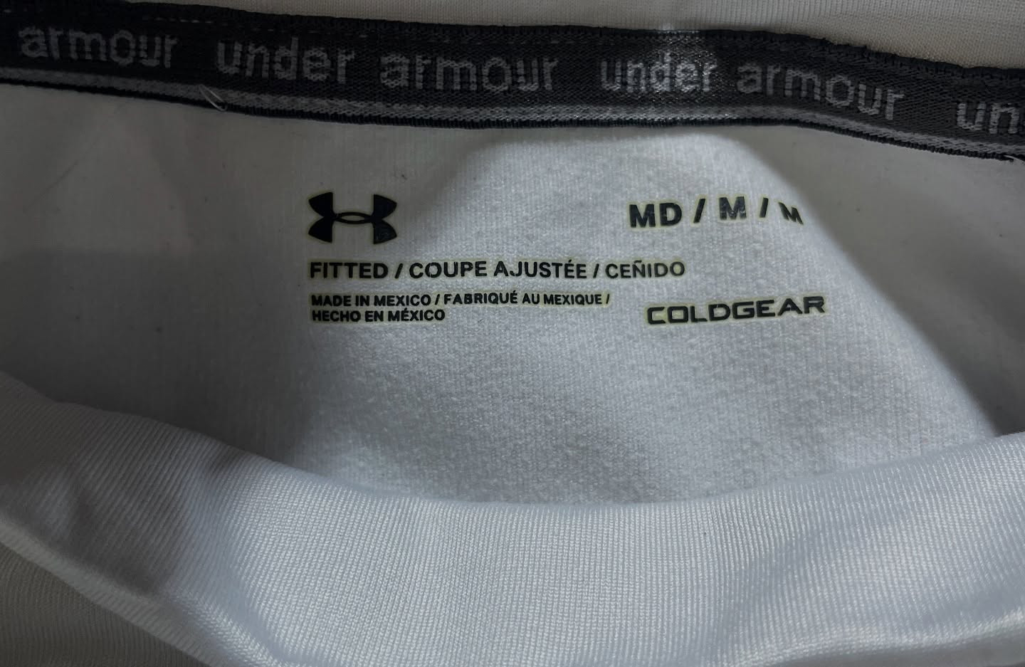 Under Armour Coldgear Mock Compression Full Sleeve Tshirt Size M White