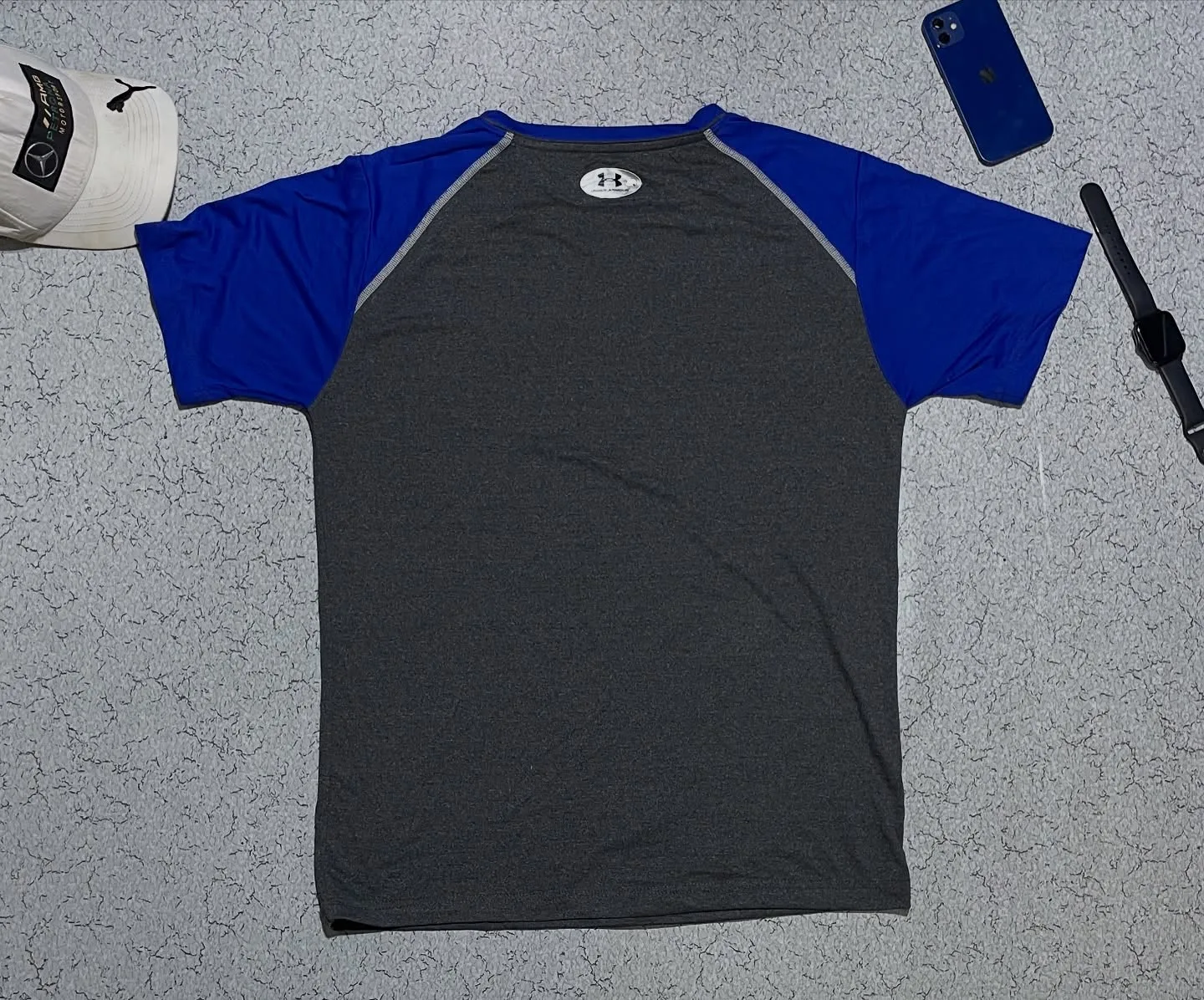 Under Armour Heatgear Tshirt Blue Grey L