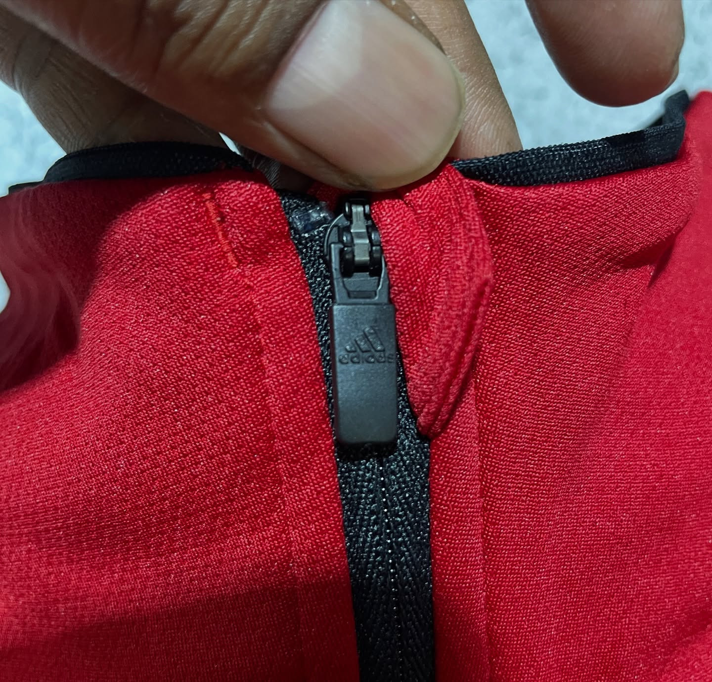 Adidas Red half zip tshirt condition L