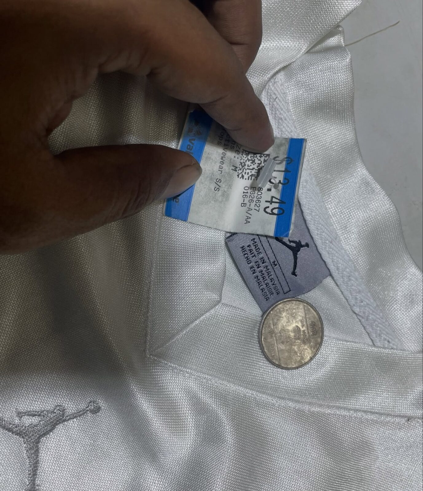 Jordan Sleeveless Jersey White Silver Shine Size M