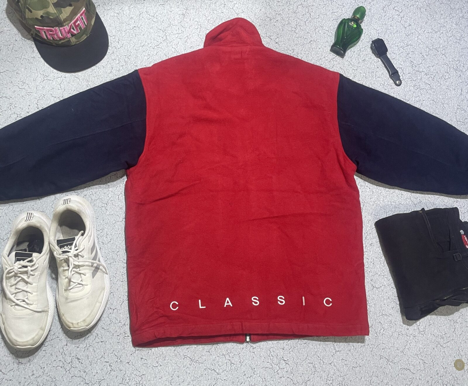 Vintage Reebok Classic Wool Varsity Jacket In Red And Black Xxl