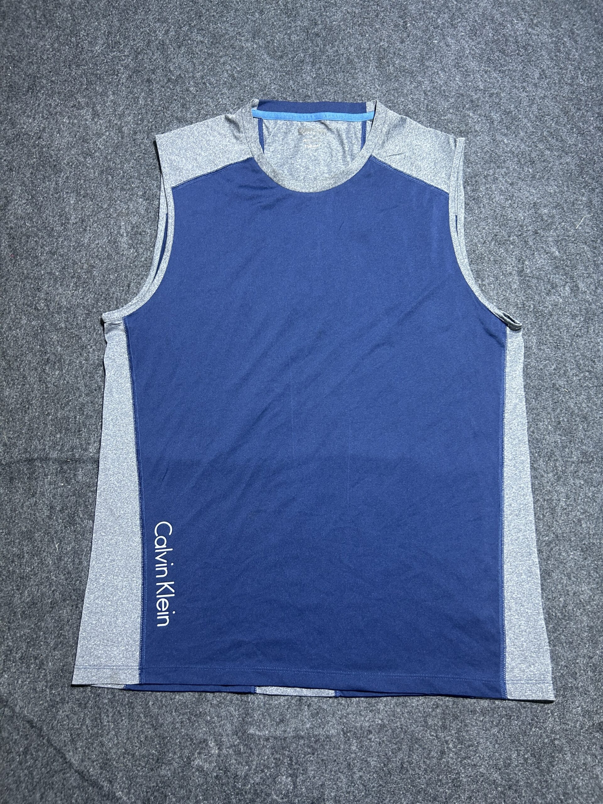 Calvin Klein Sleeveless Activewear Tee – Blue/Grey | Size L | Minimal Sportswear