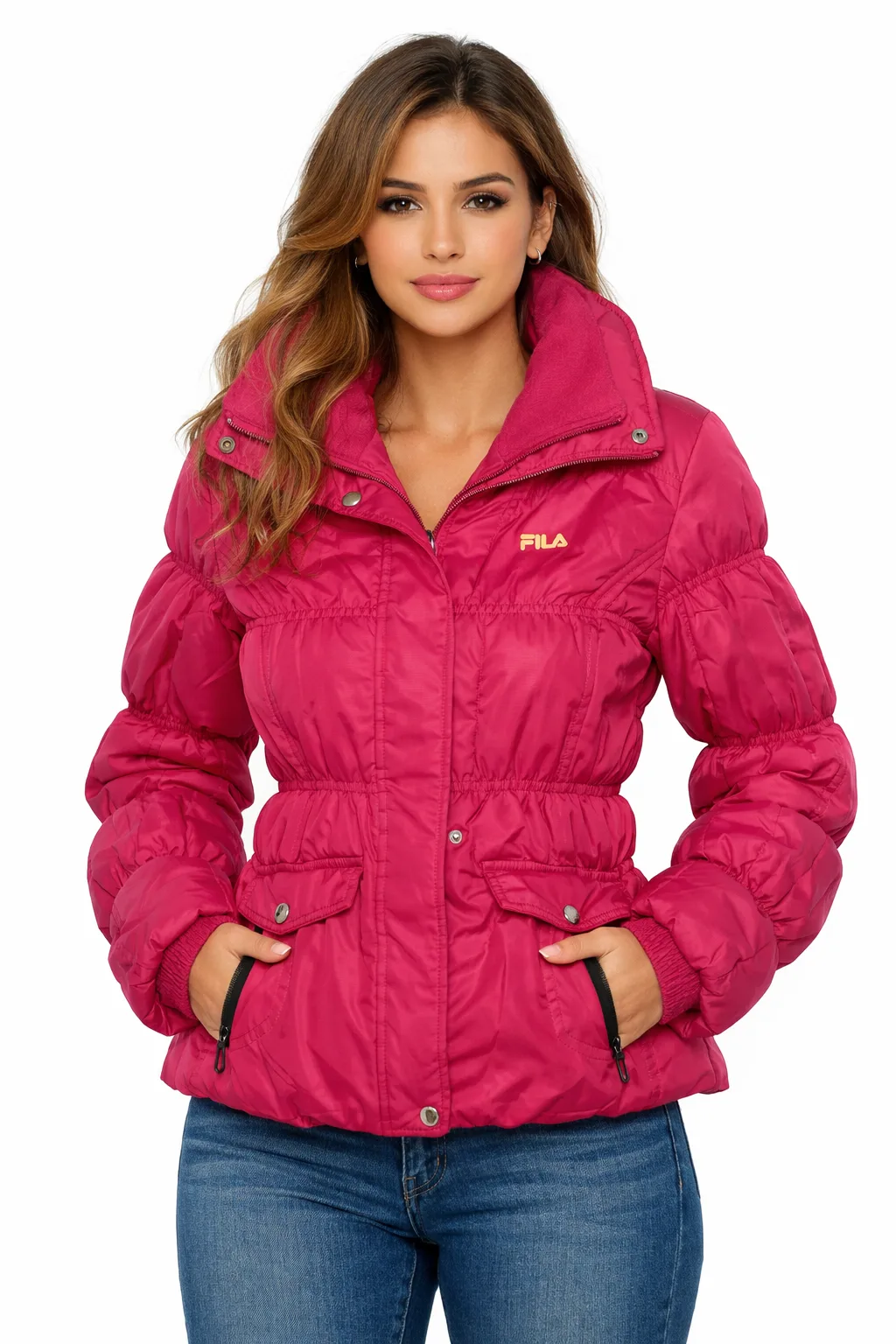Fila Women’s Hot Pink Puffer Winter Jacket Stylish &Amp; Lightweight