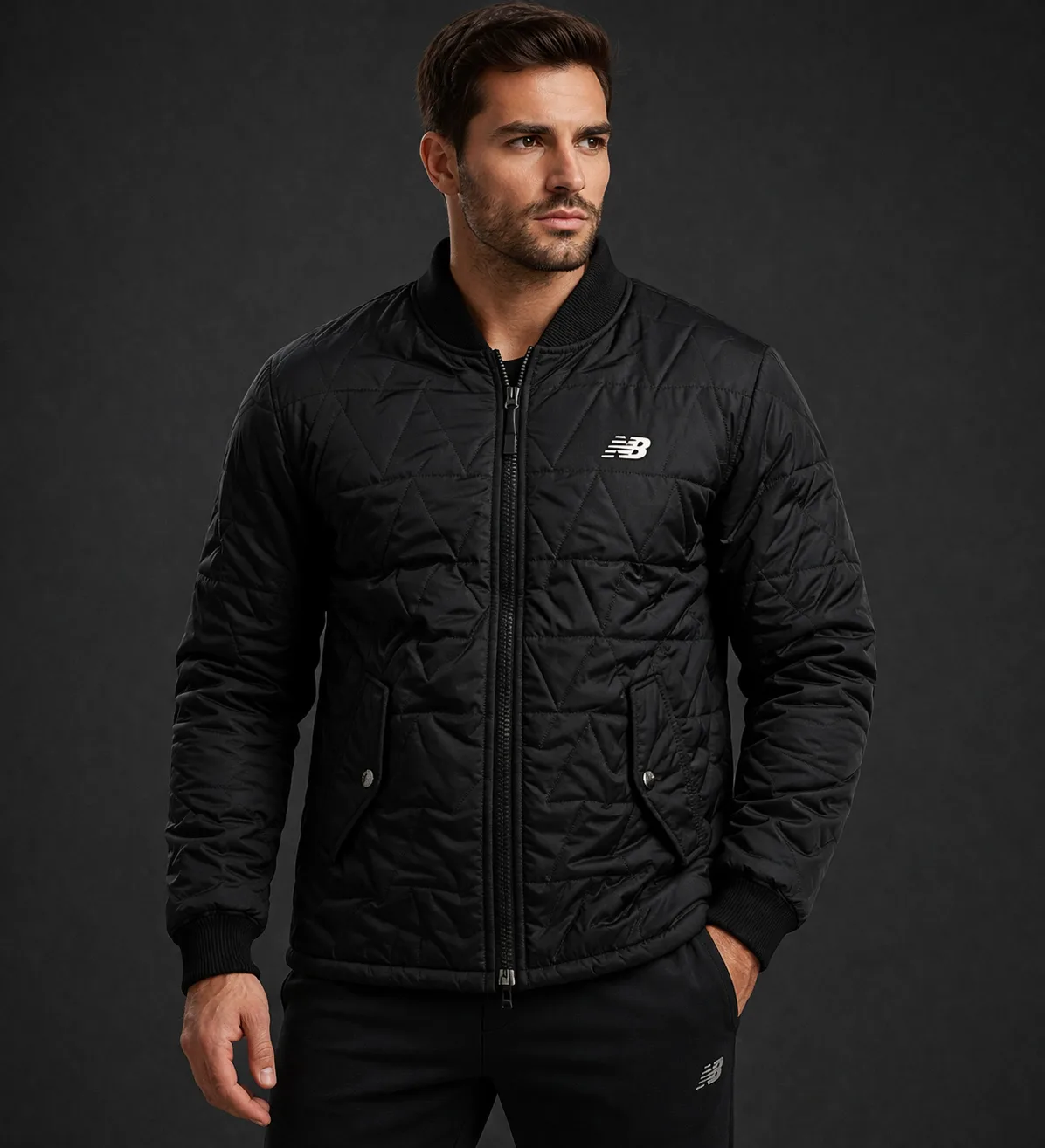 New Balance Men Black Quilted Jacket S