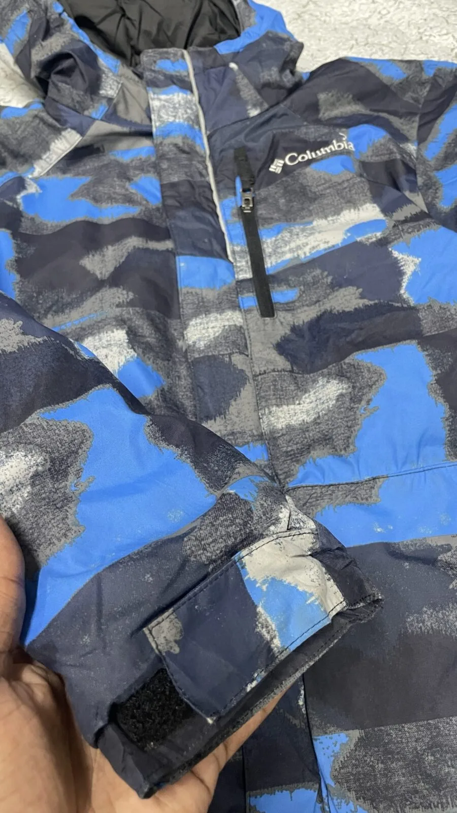 Columbia Hooded | Blue Camo Insulated Outdoor Winter Jacket| XS