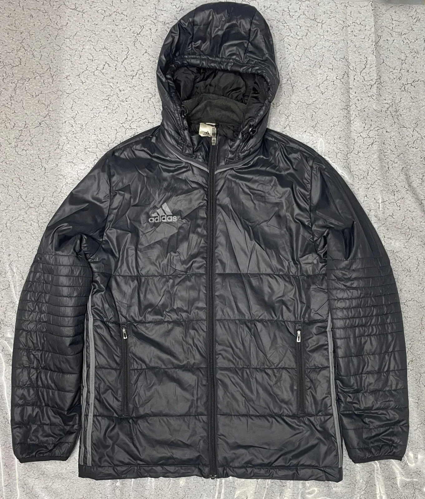 Adidas puffer primaloft hoodie winter jacket waterproof black size XL