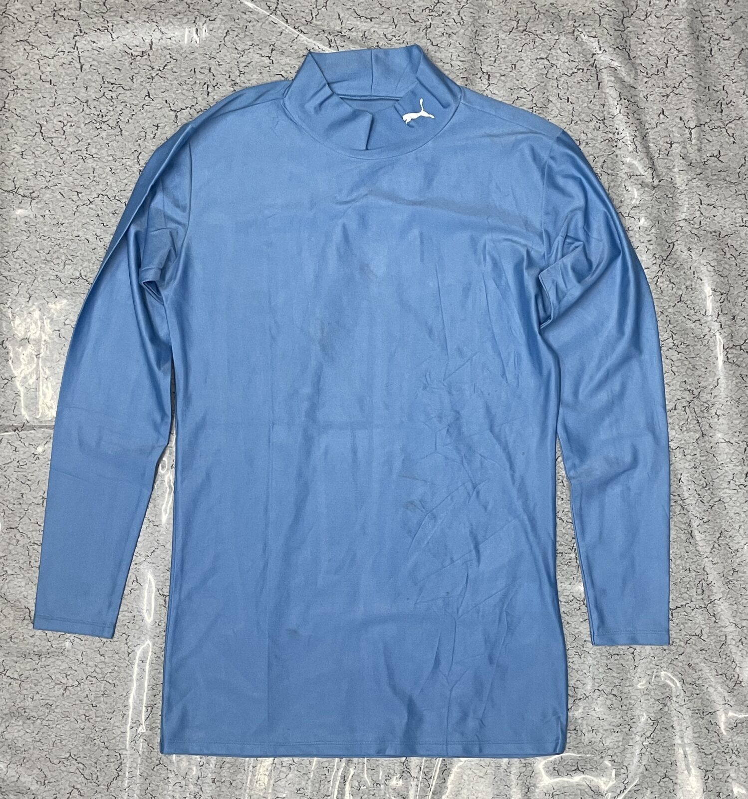 Puma High Neck Body Fitted Sports Tshirt Blue Size S