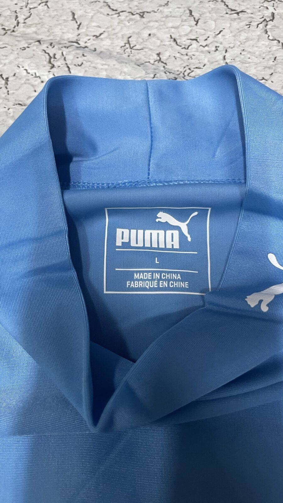 Puma High Neck Body Fitted Sports Tshirt Blue Size S