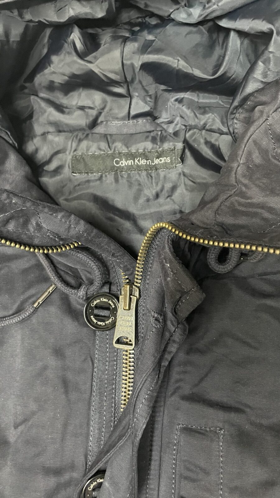 Calvin klein jeans denim parka jacket size M dark blue