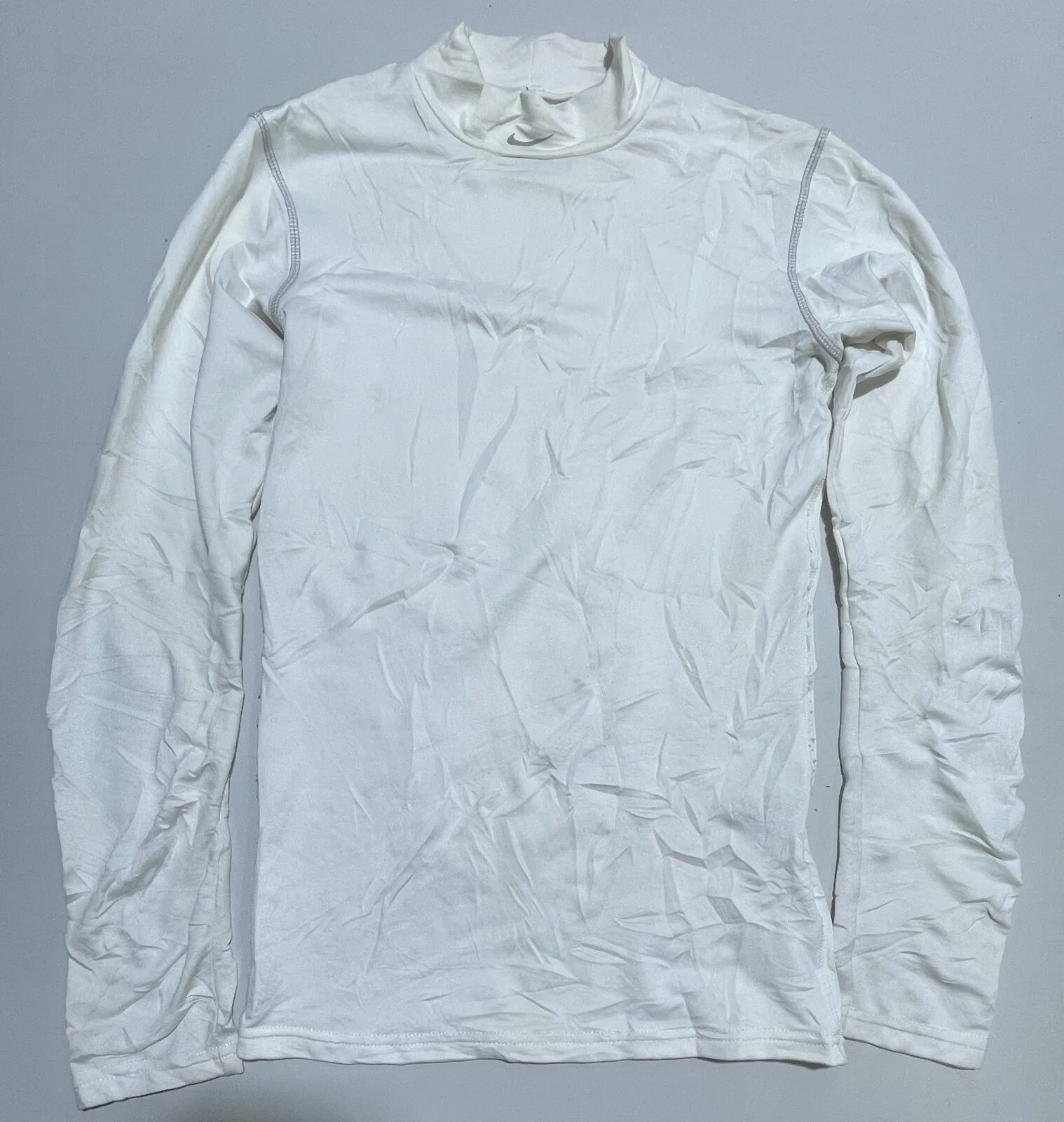 Nike Pro dri fit high neck full sleeve tshirt white size XS