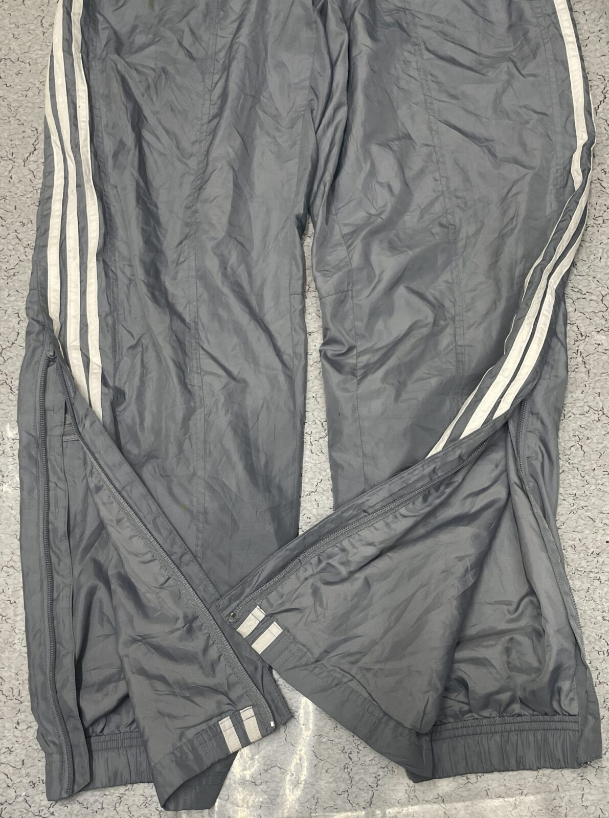 Adidas 3-Stripes Windbreaker Track Pants Grey | Men's Vintage Sportswear