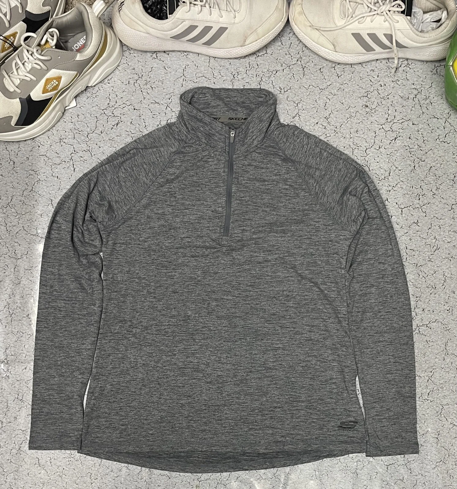 Sketchers Original half zip up body fitted Tshirt | grey | L