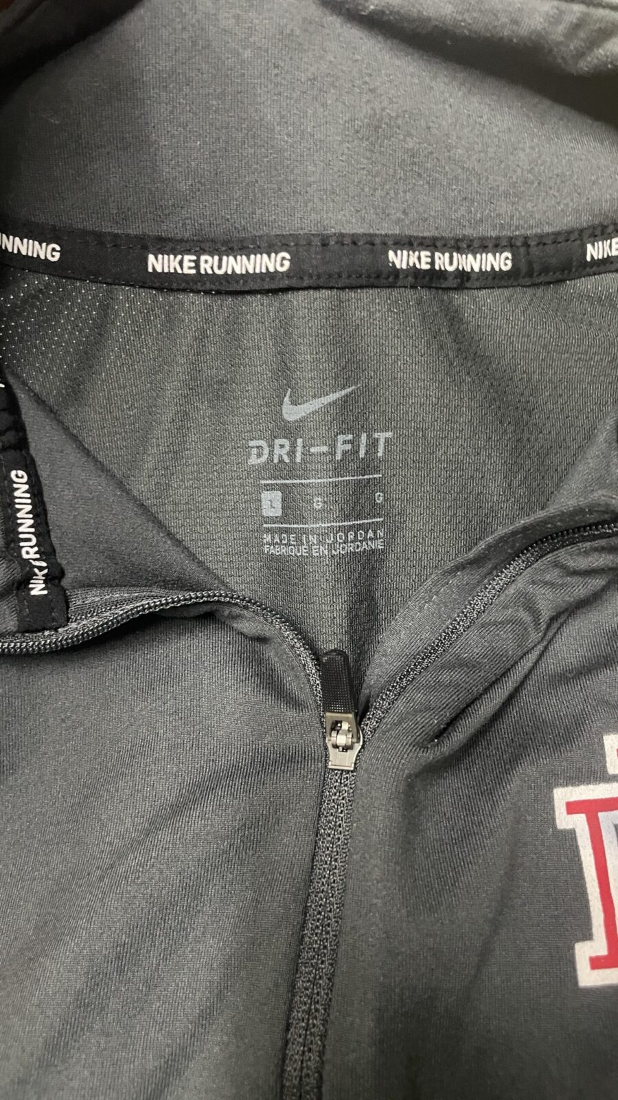 Nike Running Dri Fit half zip up tshirt full sleeve grey size L